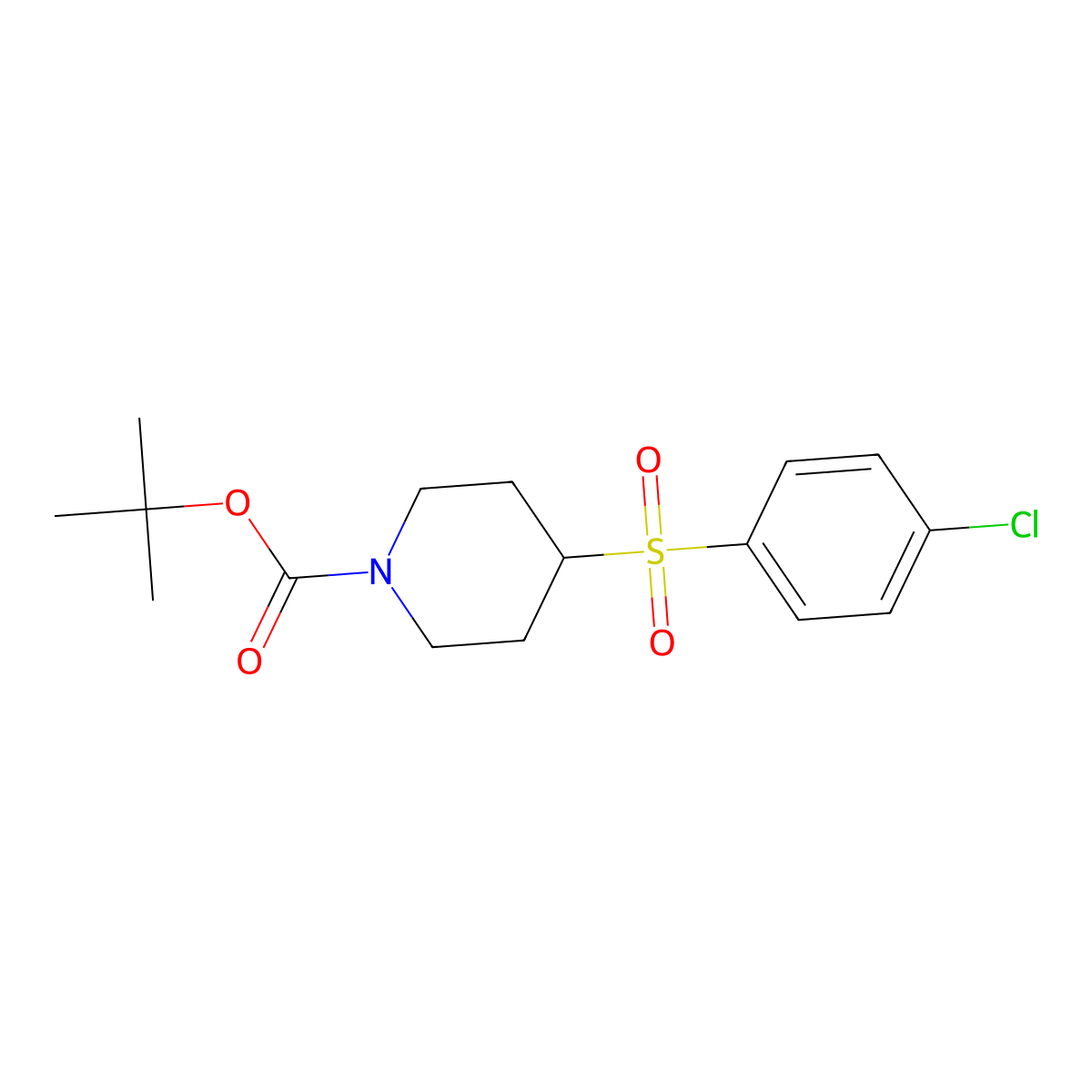 tert-Butyl 4-((4-chlorophenyl)sulfonyl)piperidine-1-carboxylate molecular structure, CAS 333954-88-4