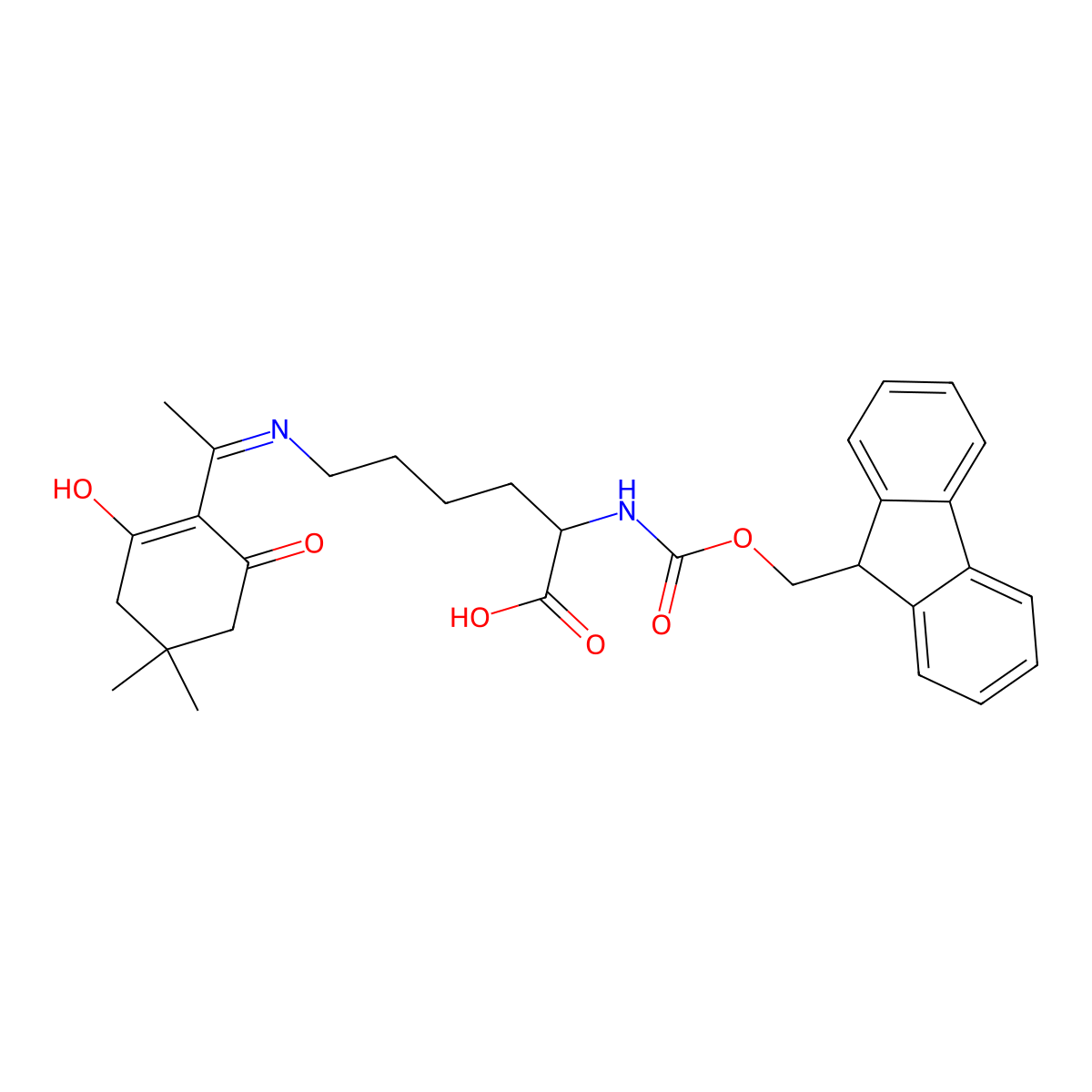 Fmoc-D-Lys(Dde)-OH molecular structure, CAS 333973-51-6