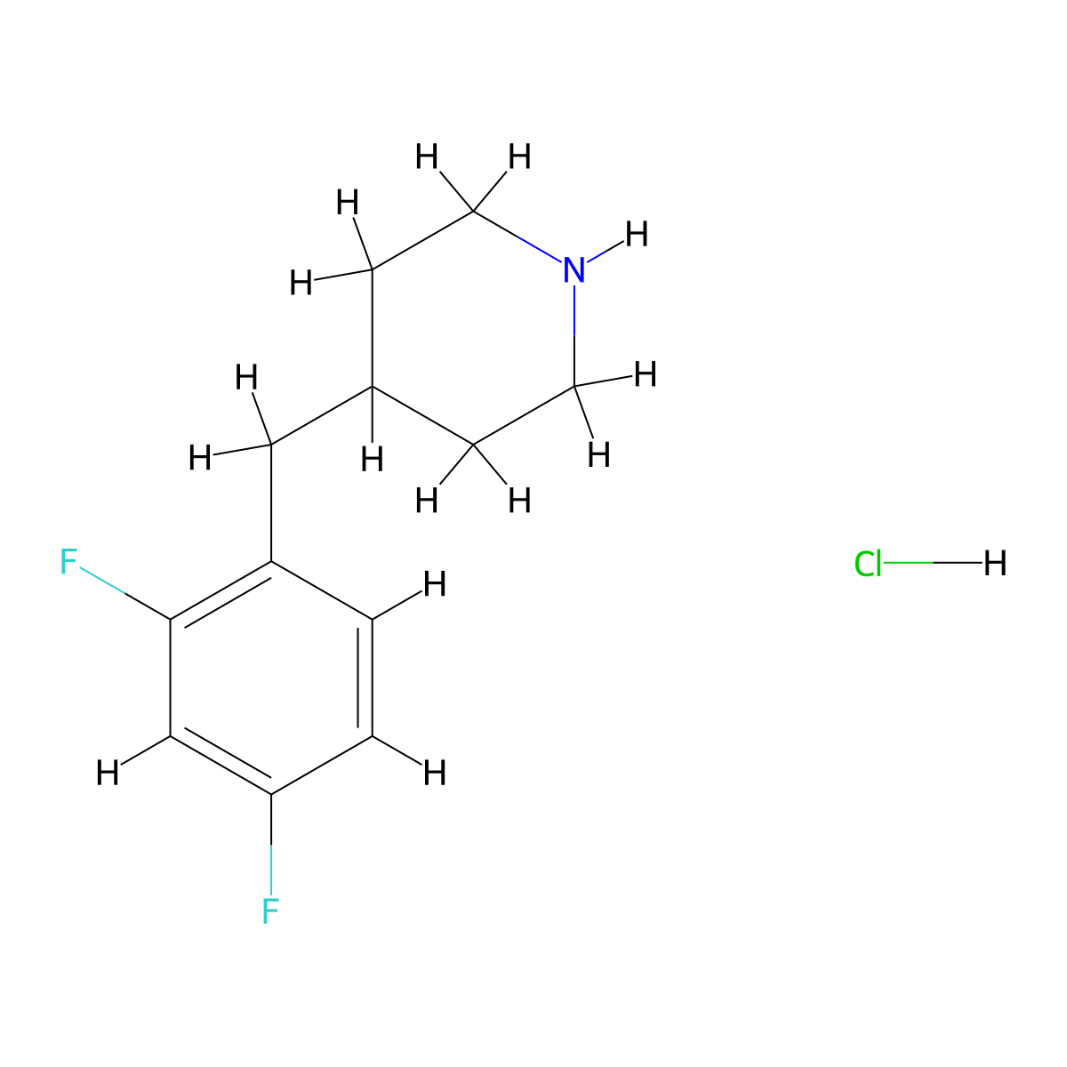 4-(2,4-Difluorobenzyl)piperidine hydrochloride molecular structure, CAS 333985-60-7