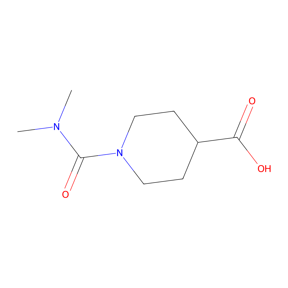 1-(Dimethylcarbamoyl)piperidine-4-carboxylic acid molecular structure, CAS 333985-79-8