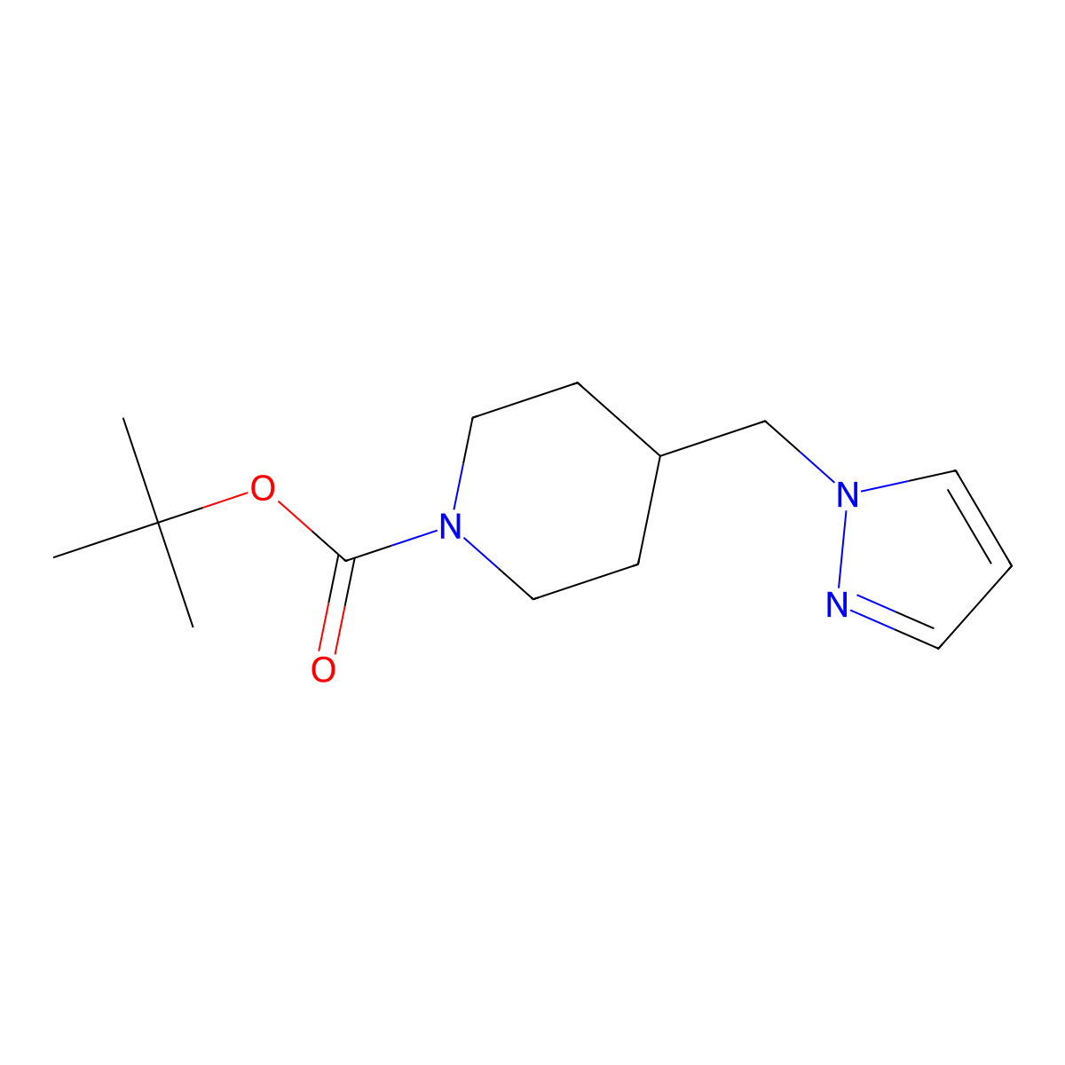 tert-butyl 4-((1H-pyrazol-1-yl)methyl)piperidine-1-carboxylate molecular structure, CAS 333985-83-4