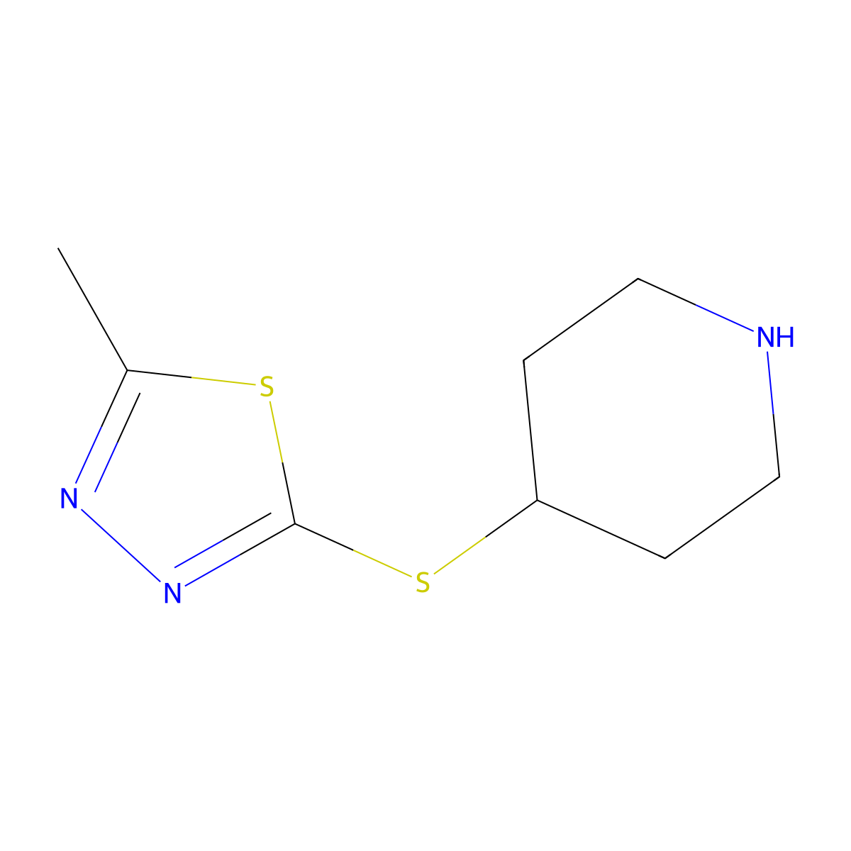 4-[(5-Methyl-1,3,4-thiadiazol-2-yl)sulfanyl]piperidine molecular structure, CAS 333985-99-2