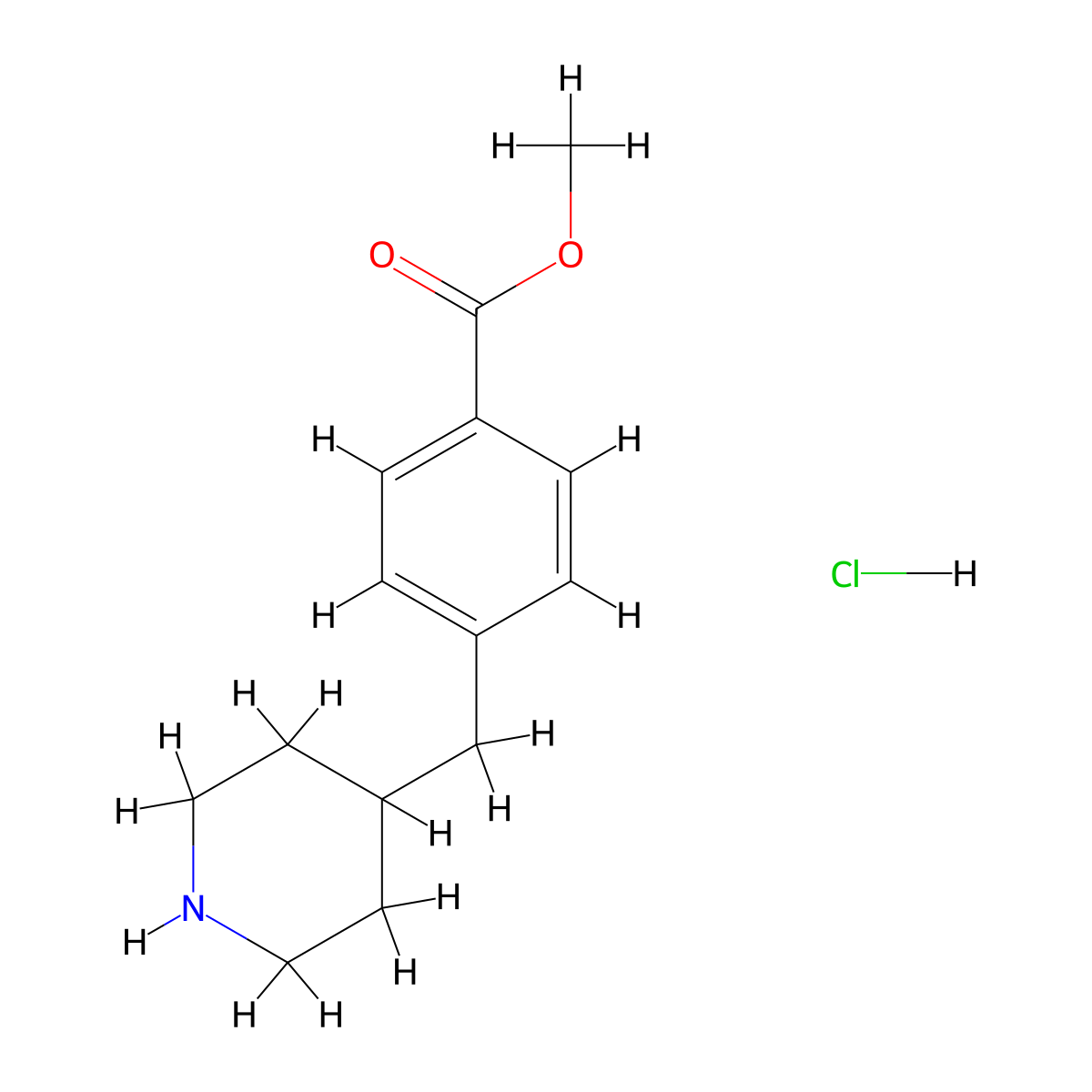 Methyl 4-((piperidin-4-yl)methyl)benzoate hydrochloride molecular structure, CAS 333986-70-2