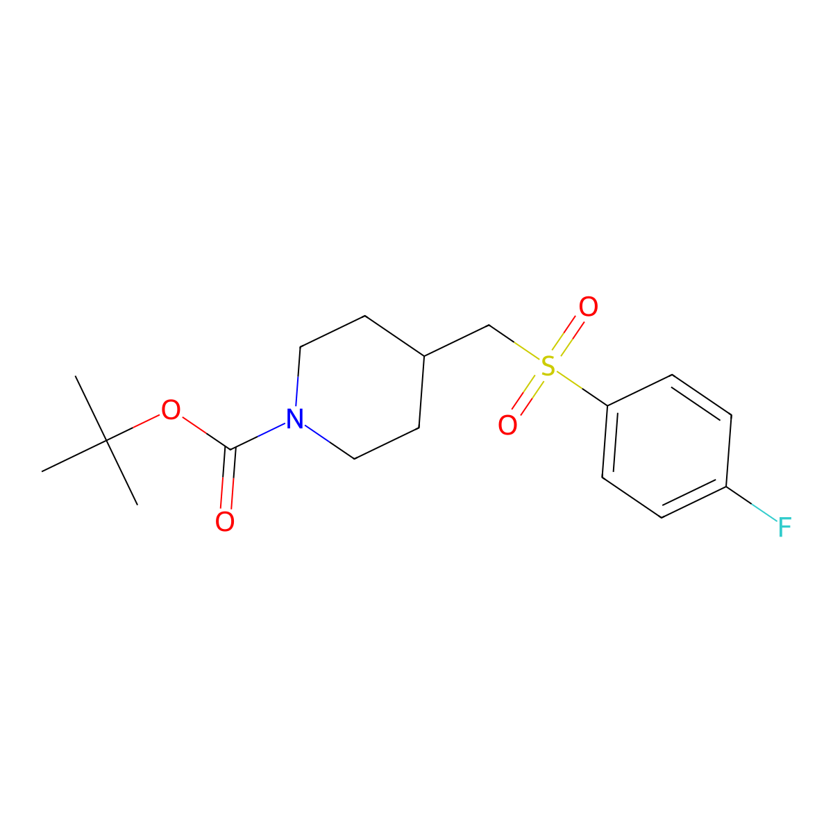 tert-Butyl 4-(((4-fluorophenyl)sulfonyl)methyl)piperidine-1-carboxylate molecular structure, CAS 333988-27-5