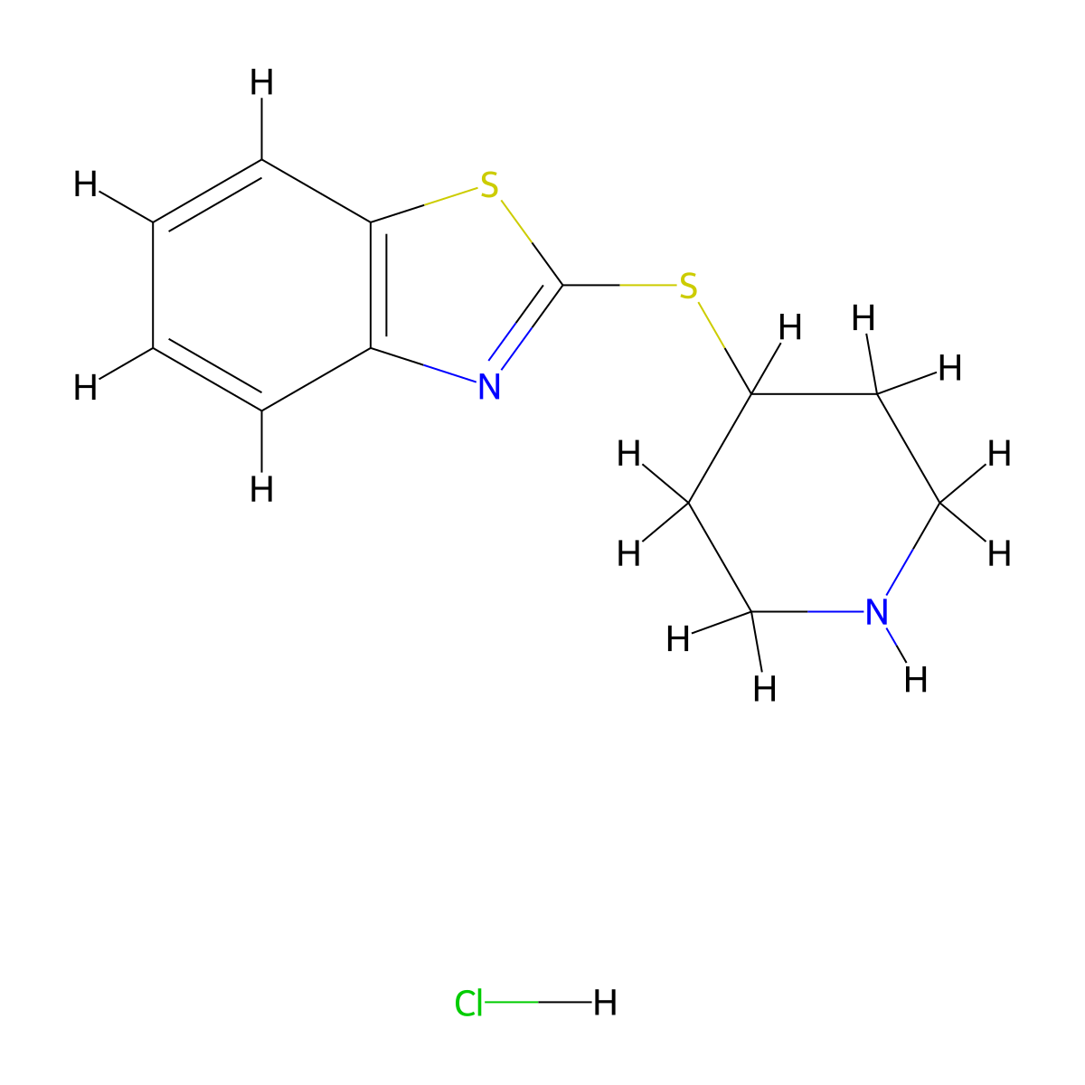 2-(Piperidin-4-ylthio)benzo[d]thiazole hydrochloride molecular structure, CAS 333992-22-6