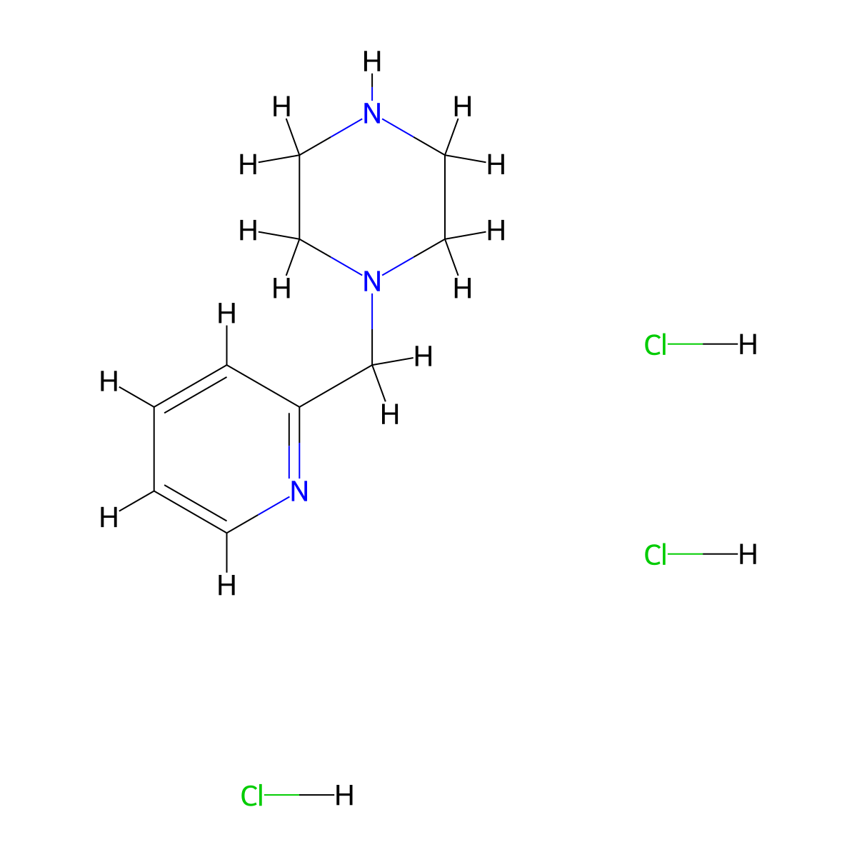 1-(2-Pyridylmethyl)piperazine trihydrochloride molecular structure, CAS 333992-74-8