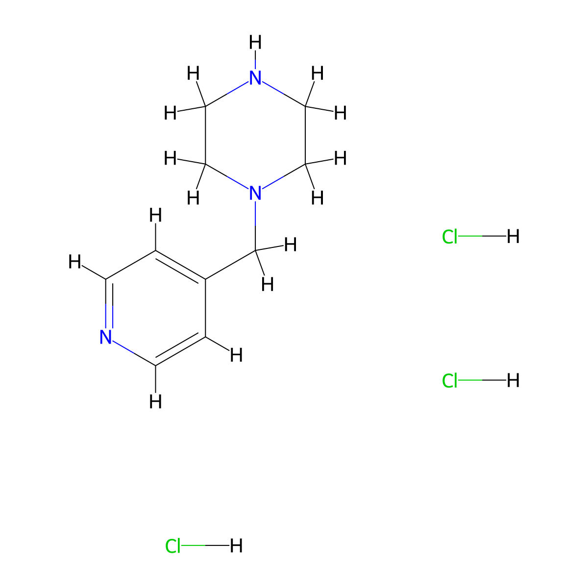 1-Pyridin-4-ylmethyl-piperazine trihydrochloride molecular structure, CAS 333992-80-6