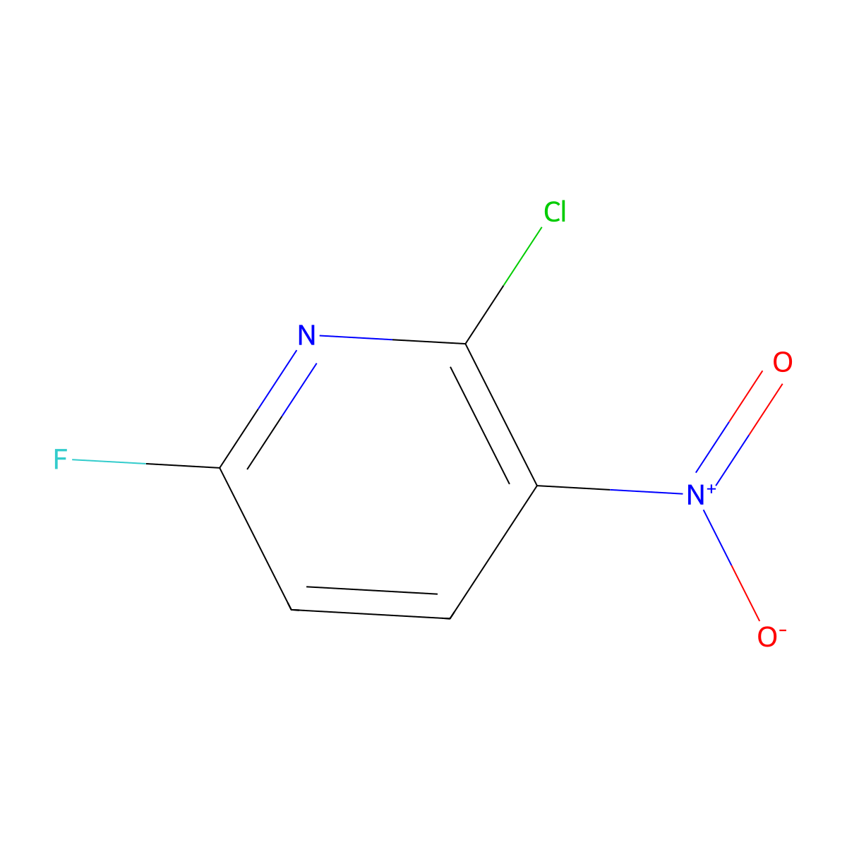 2-Chloro-6-fluoro-3-nitropyridine molecular structure, CAS 333998-12-2