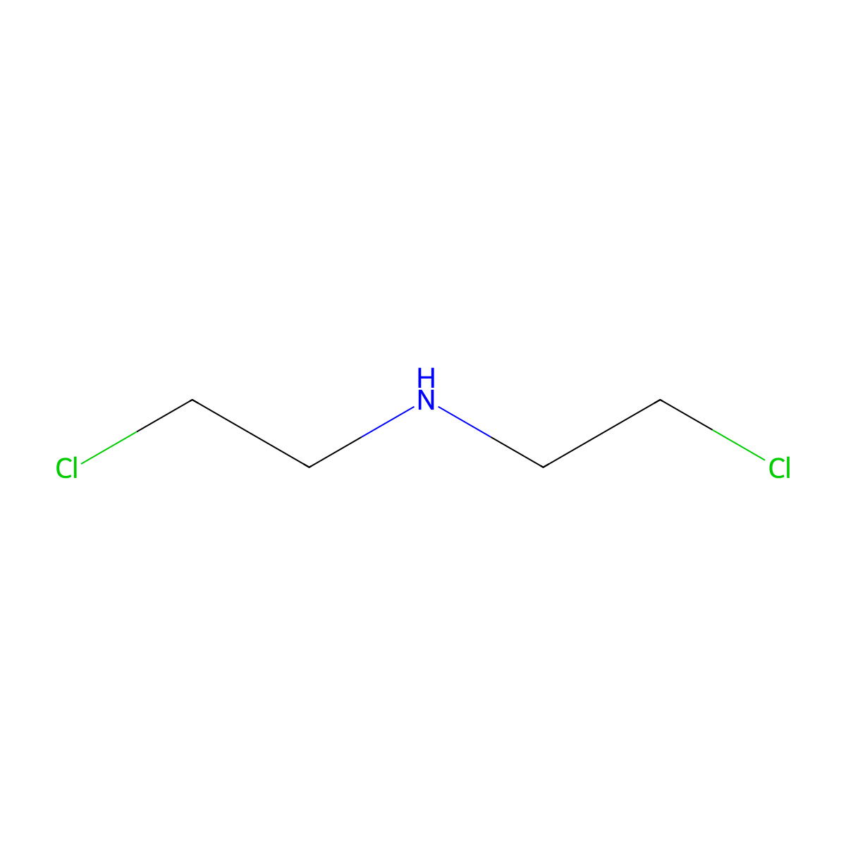 Bis(2-chloroethyl)amine molecular structure, CAS 334-22-5
