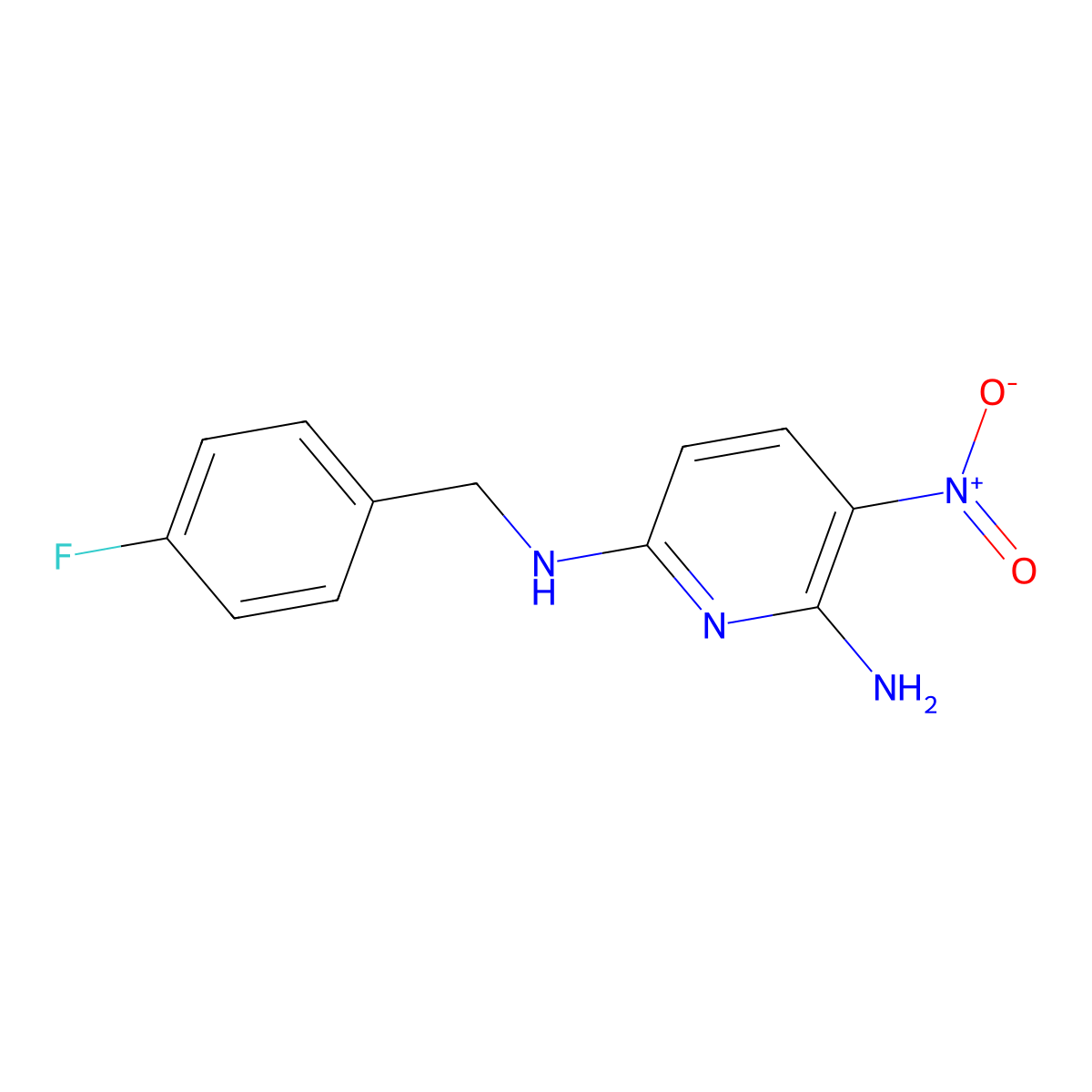N6-((4-Fluorophenyl)methyl)-3-nitropyridine-2,6-diamine molecular structure, CAS 33400-49-6