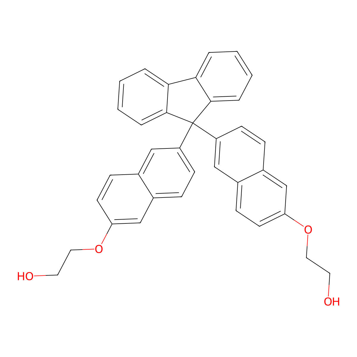 2,2'-(((9H-Fluorene-9,9-diyl)bis(naphthalene-6,2-diyl))bis(oxy))diethanol molecular structure, CAS 334008-97-8