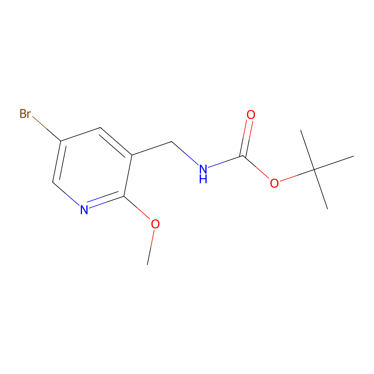 tert-Butyl ((5-bromo-2-methoxypyridin-3-yl)methyl)carbamate molecular structure, CAS 334016-81-8