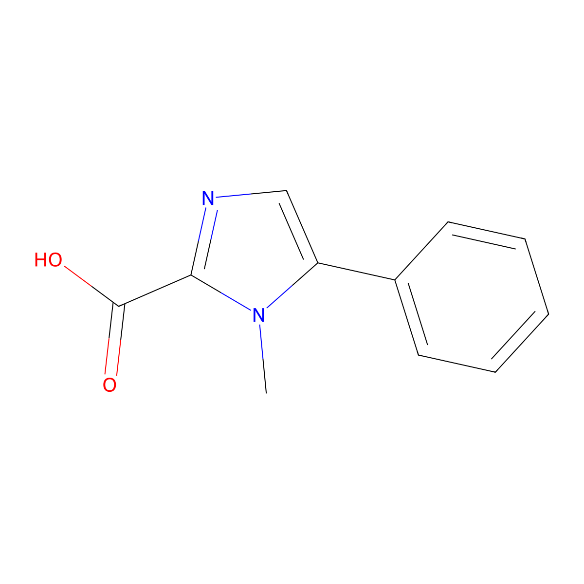 1-Methyl-5-phenyl-1H-imidazole-2-carboxylic acid molecular structure, CAS 334017-45-7
