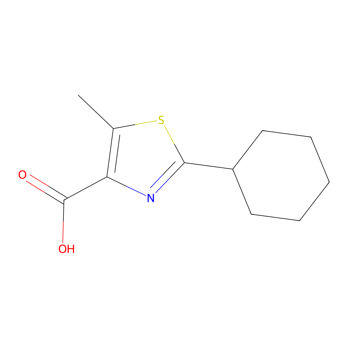 2-Cyclohexyl-5-methyl-1,3-thiazole-4-carboxylic acid molecular structure, CAS 334017-91-3