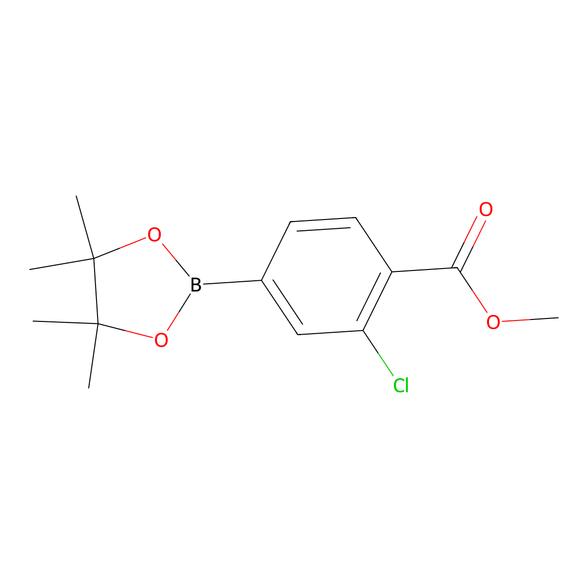 Methyl 2-chloro-4-(4,4,5,5-tetramethyl-1,3,2-dioxaborolan-2-yl)benzoate molecular structure, CAS 334018-52-9