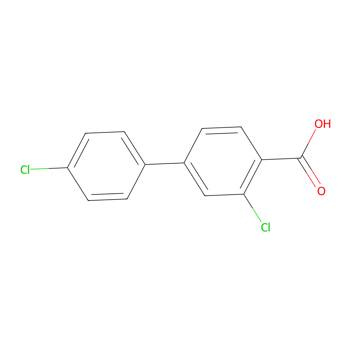 2-Chloro-4-(4-chlorophenyl)benzoic acid molecular structure, CAS 334018-55-2