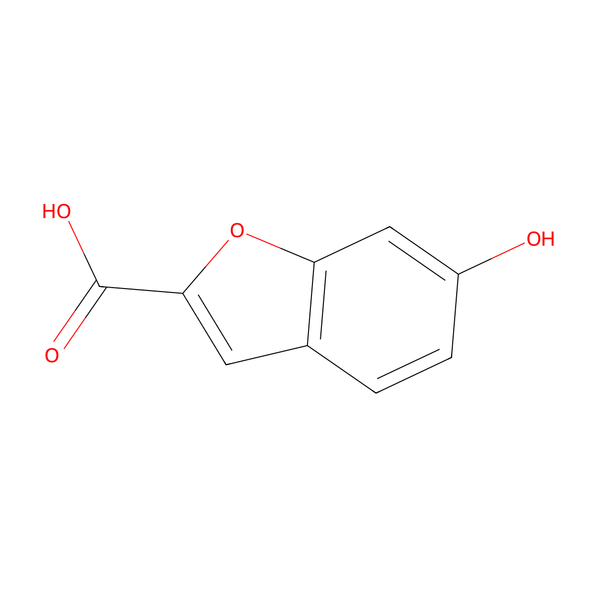 6-Hydroxy-1-benzofuran-2-carboxylic acid molecular structure, CAS 334022-87-6