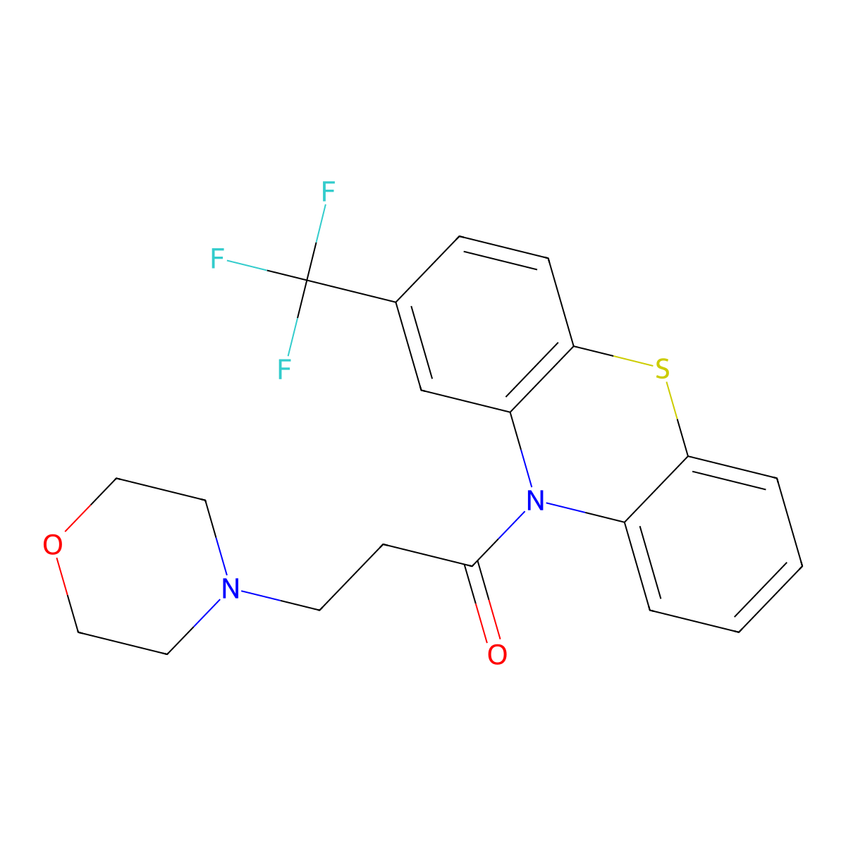 10H-Phenothiazine, 10-(3-(4-morpholinyl)-1-oxopropyl)-2-(trifluoromethyl)- molecular structure, CAS 33414-29-8