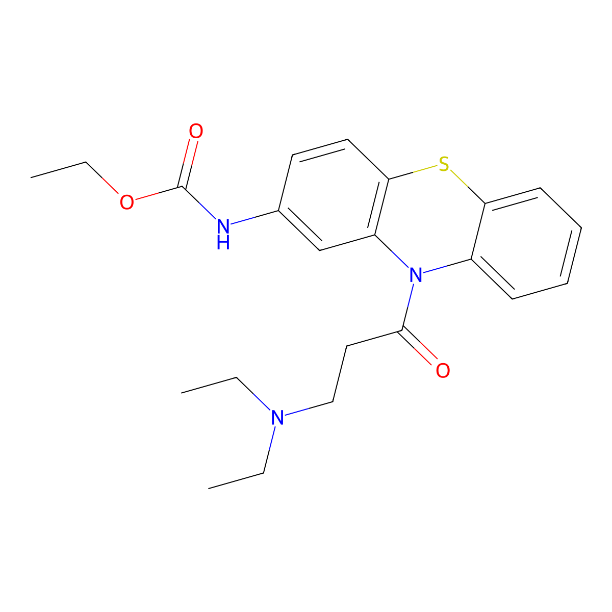 Ethyl N-(10-(3-(diethylamino)-1-oxopropyl)-10H-phenothiazin-2-yl)carbamate molecular structure, CAS 33414-33-4
