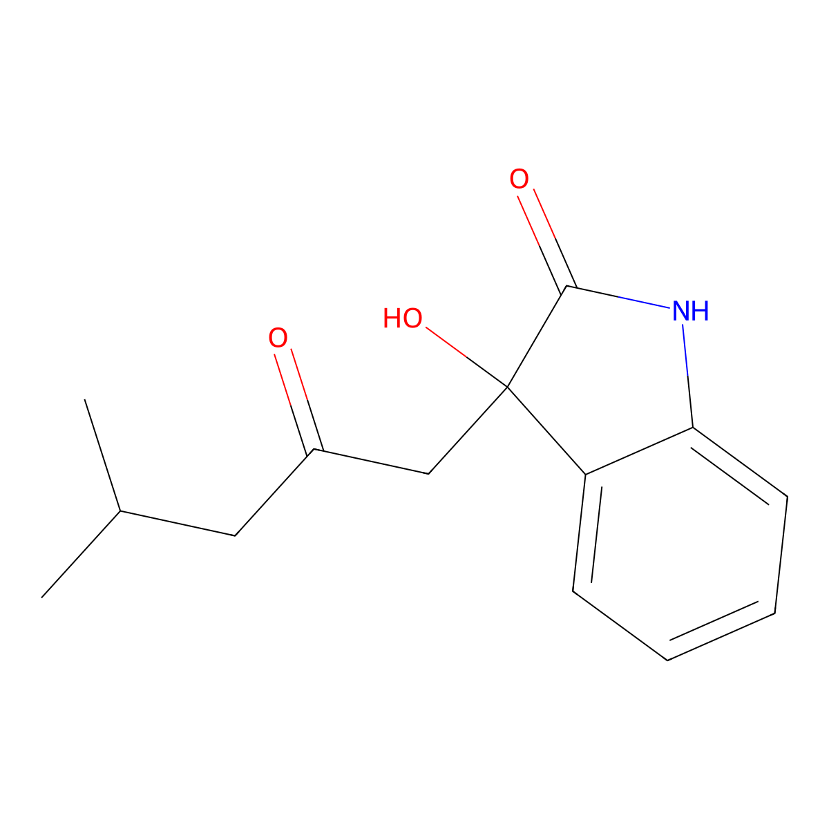 3-hydroxy-3-(4-methyl-2-oxopentyl)-1,3-dihydro-2H-indol-2-one molecular structure, CAS 33417-15-1