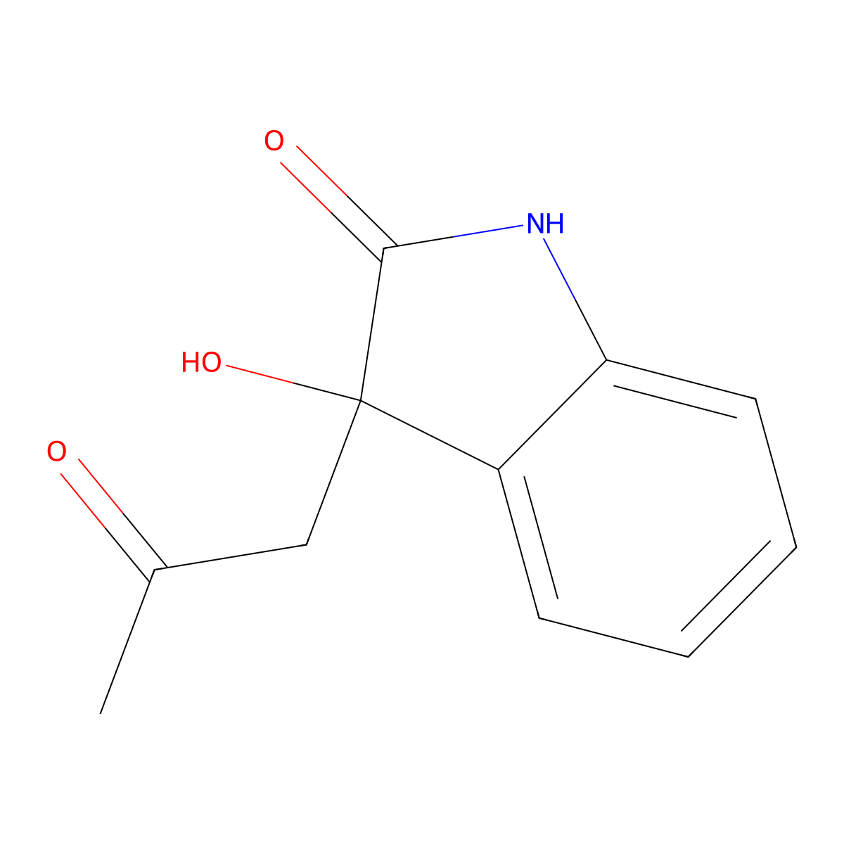 1,3-Dihydro-3-hydroxy-3-(2-oxopropyl)-2H-indol-2-one molecular structure, CAS 33417-17-3