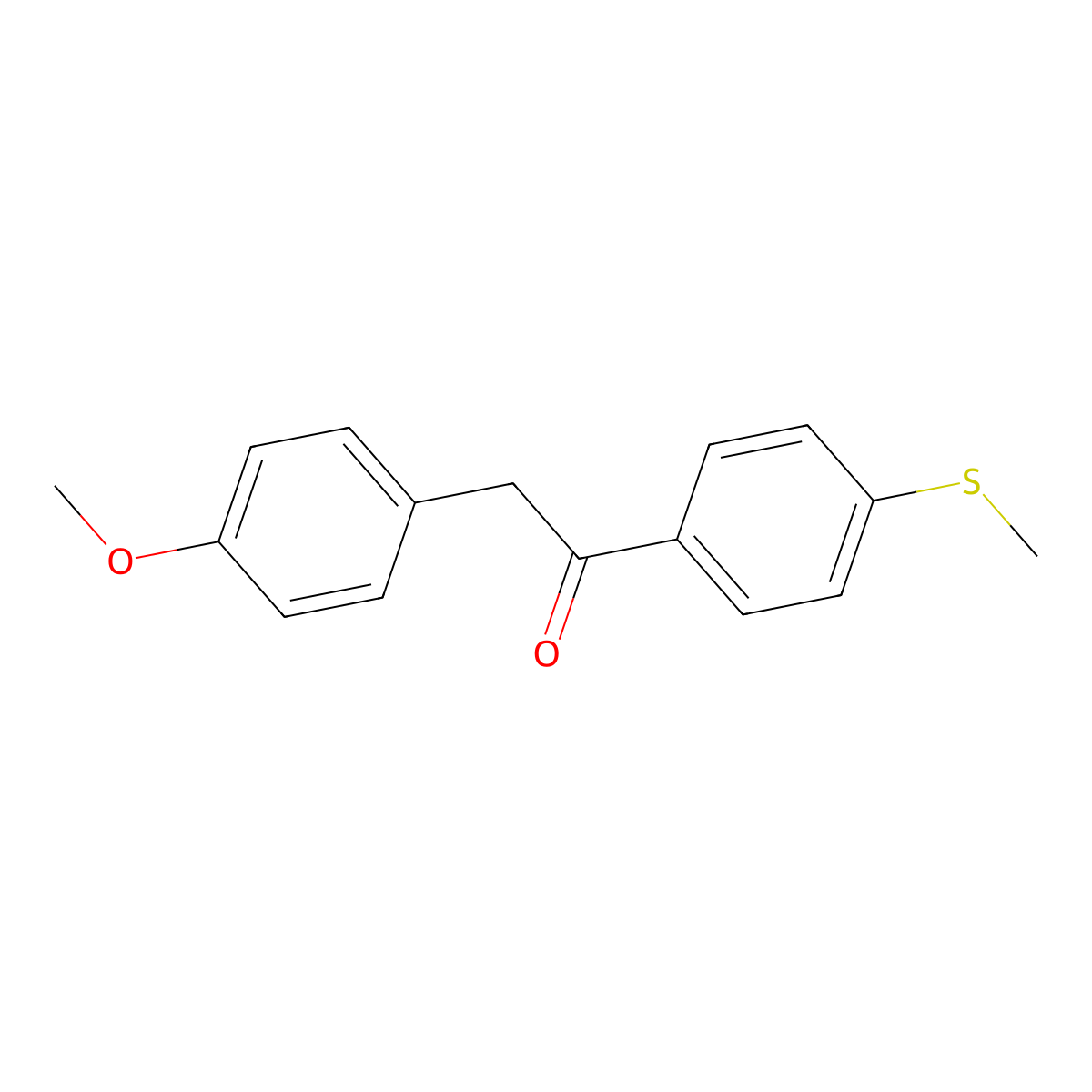 2-(4-Methoxyphenyl)-1-(4-(methylthio)phenyl)ethanone molecular structure, CAS 33420-82-5