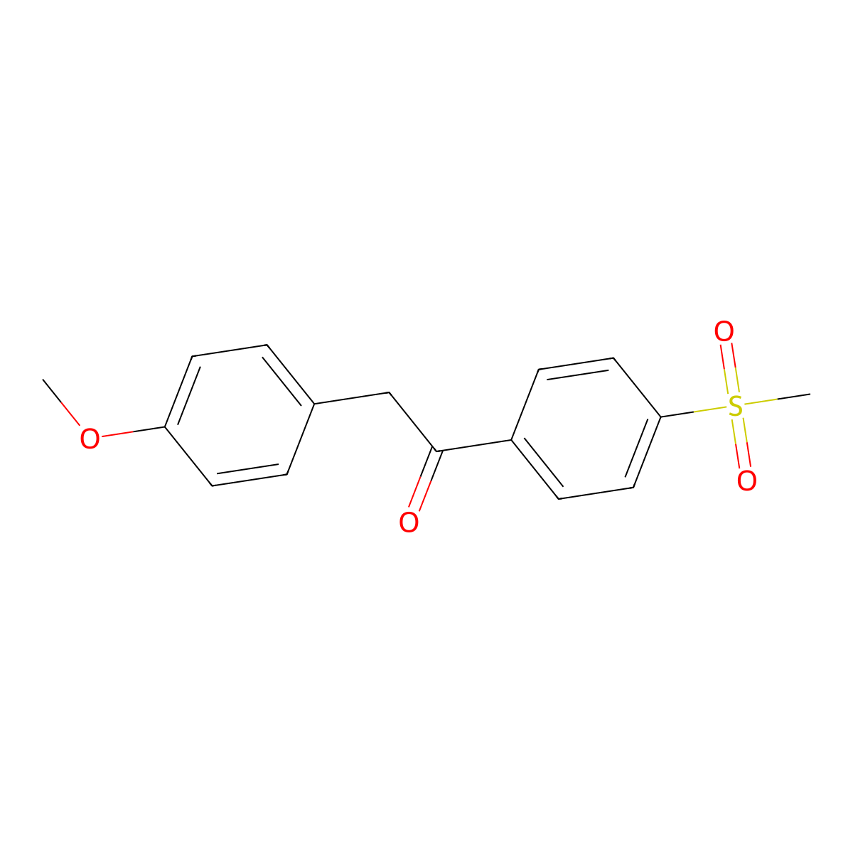 2-(4-Methoxyphenyl)-1-(4-(methylsulfonyl)phenyl)ethanone molecular structure, CAS 33420-83-6