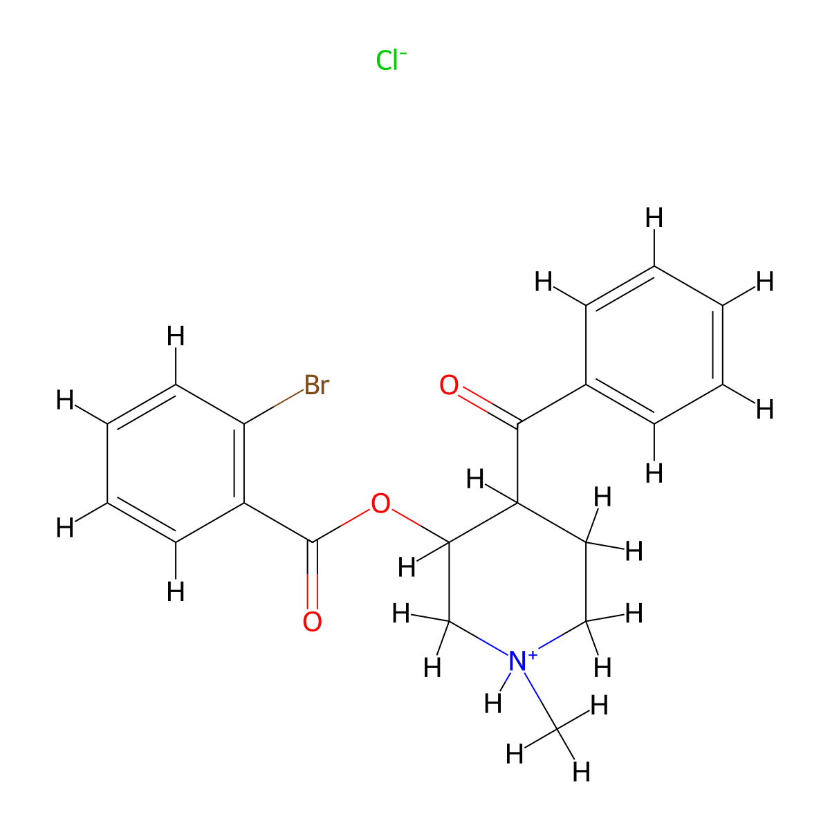 Benzoic acid, o-bromo-, ester with 3-hydroxy-1-methyl-3-piperidyl phenyl ketone, monohydrochloride, (+-)- molecular structure, CAS 33422-50-3