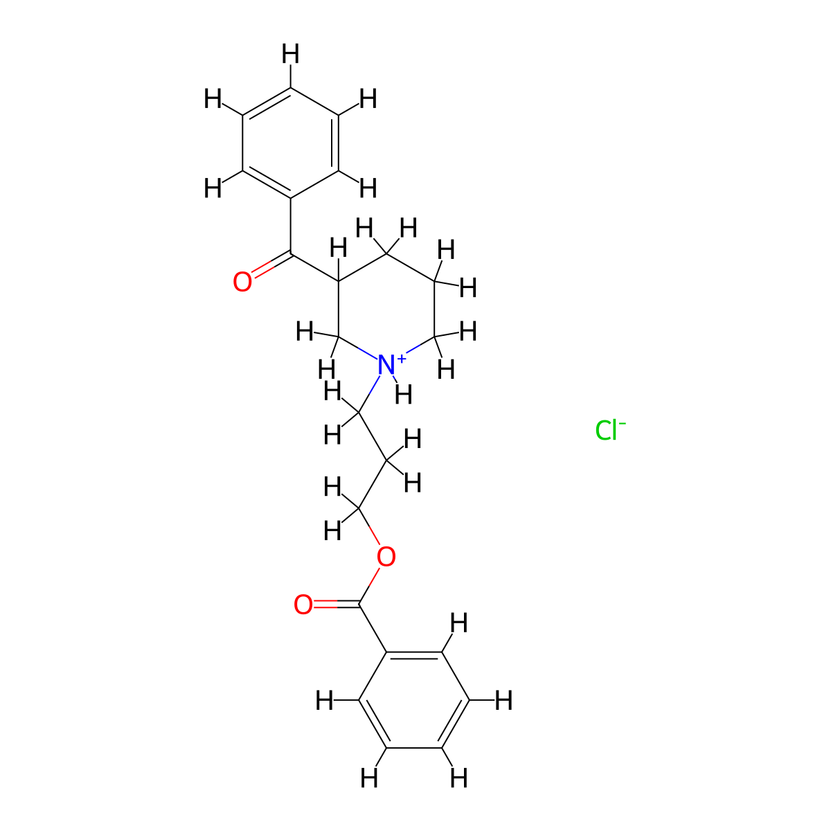 3-(3-Benzoylpiperidin-1-yl)propyl benzoate--hydrogen chloride (1/1) molecular structure, CAS 33422-61-6