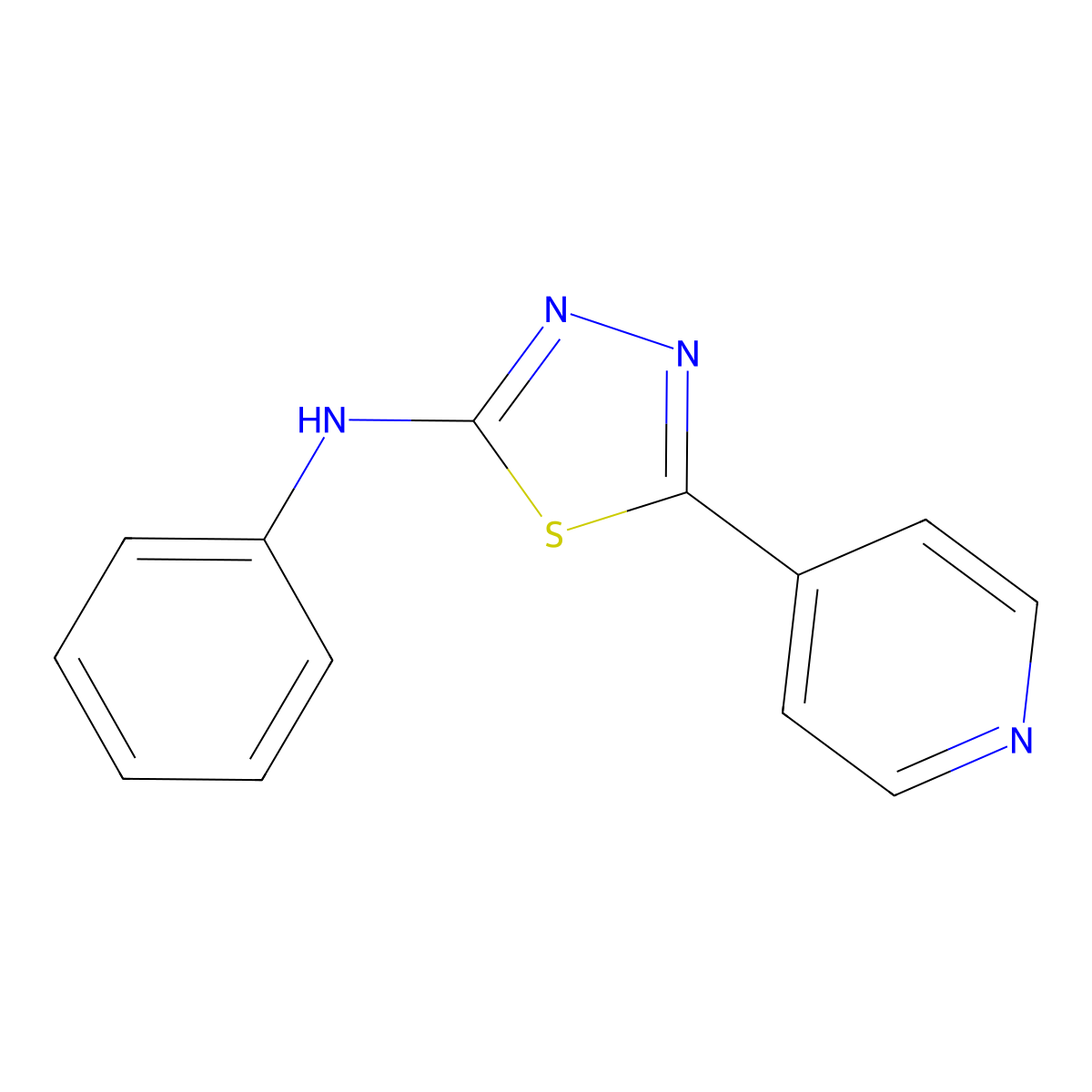 1,3,4-Thiadiazol-2-amine, N-phenyl-5-(4-pyridinyl)- molecular structure, CAS 33424-10-1