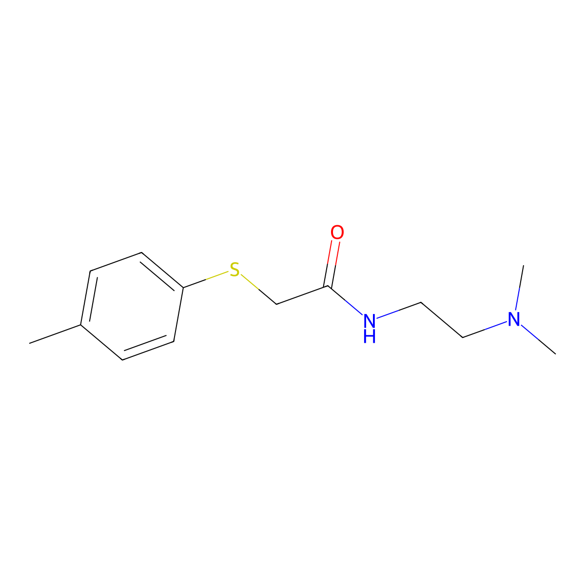 N-[2-(dimethylamino)ethyl]-2-[(4-methylphenyl)sulfanyl]acetamide molecular structure, CAS 33424-12-3