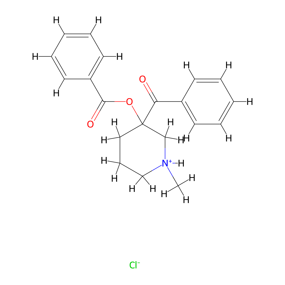3-Benzoyl-1-methylpiperidin-3-yl benzoate--hydrogen chloride (1/1) molecular structure, CAS 33426-97-0