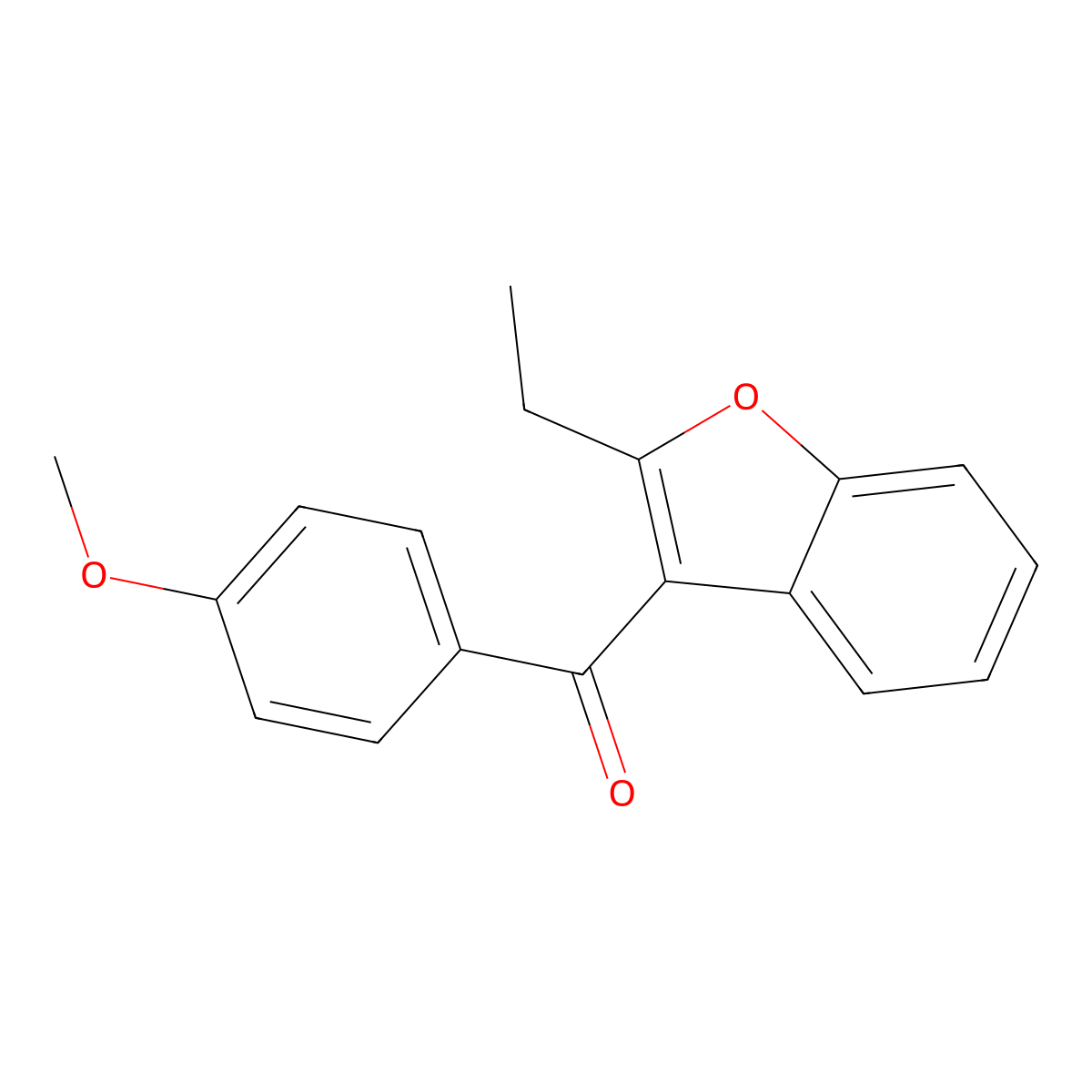 Methanone, (2-ethyl-3-benzofuranyl)(4-methoxyphenyl)- molecular structure, CAS 3343-80-4