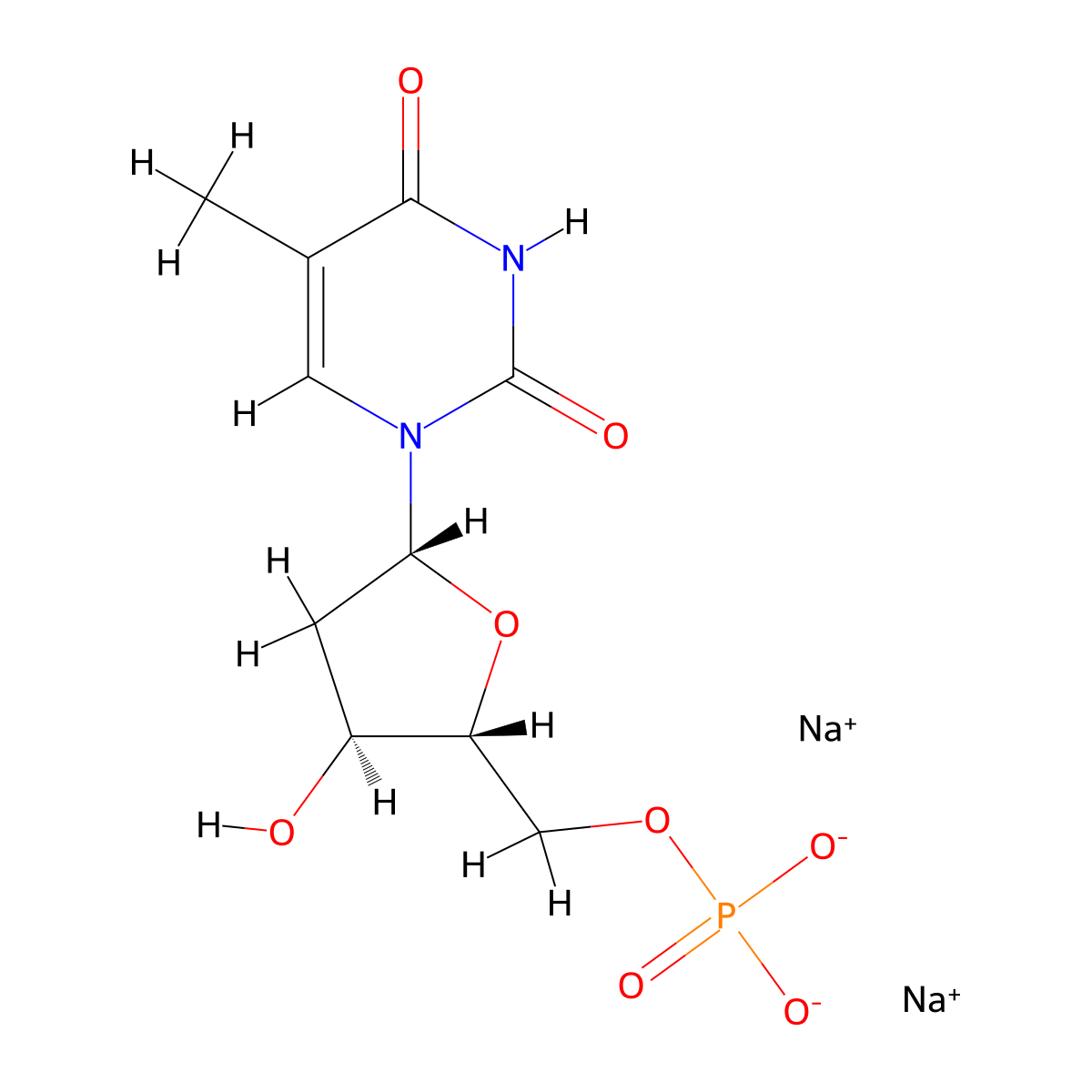 5'-thymidylic acid, disodium salt molecular structure, CAS 33430-62-5
