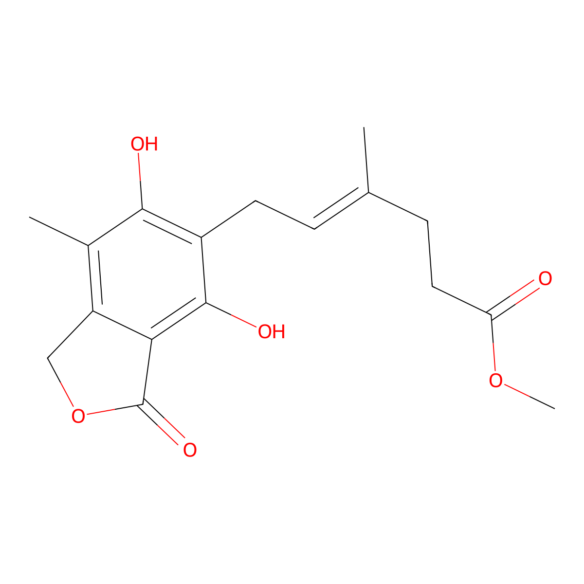 O-Desmethyl Mycophenolic Acid Methyl Ester molecular structure, CAS 33431-38-8