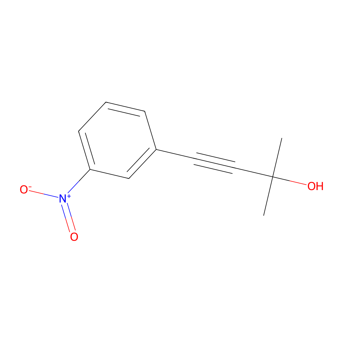 3-Butyn-2-ol, 2-methyl-4-(3-nitrophenyl)- molecular structure, CAS 33432-52-9