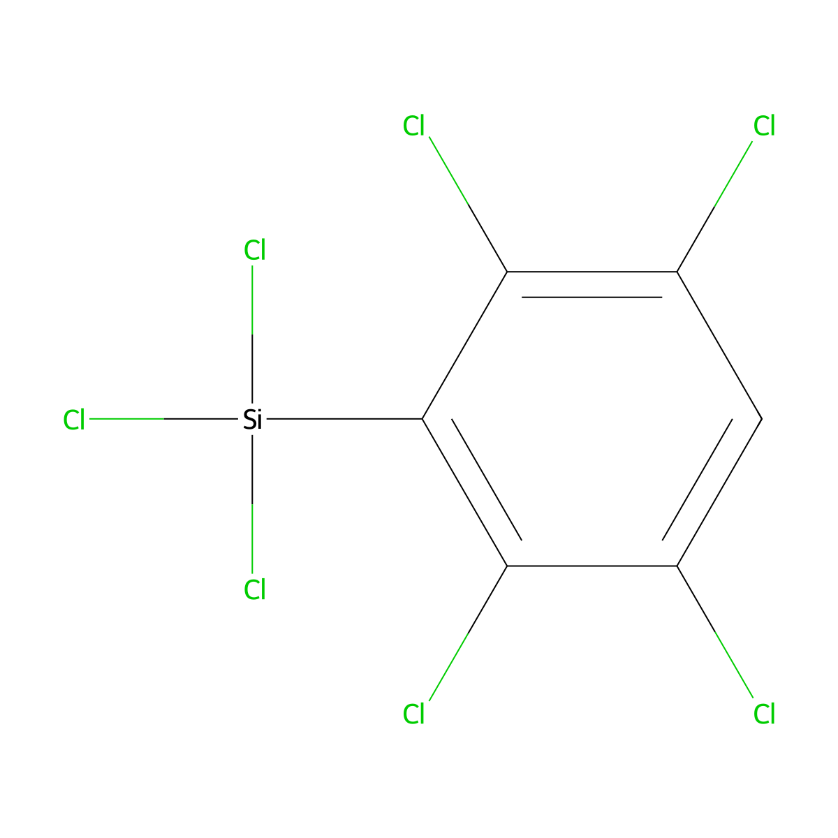 Benzene, tetrachloro(trichlorosilyl)- molecular structure, CAS 33434-63-8