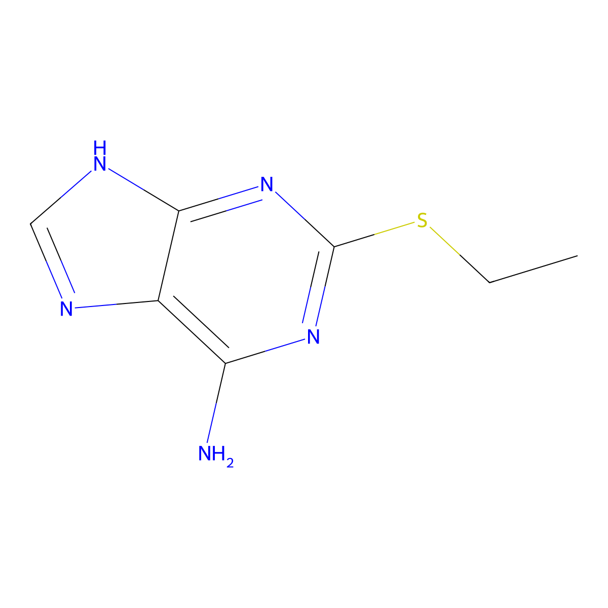 2-(Ethylthio)-9H-purin-6-amine molecular structure, CAS 33436-90-7