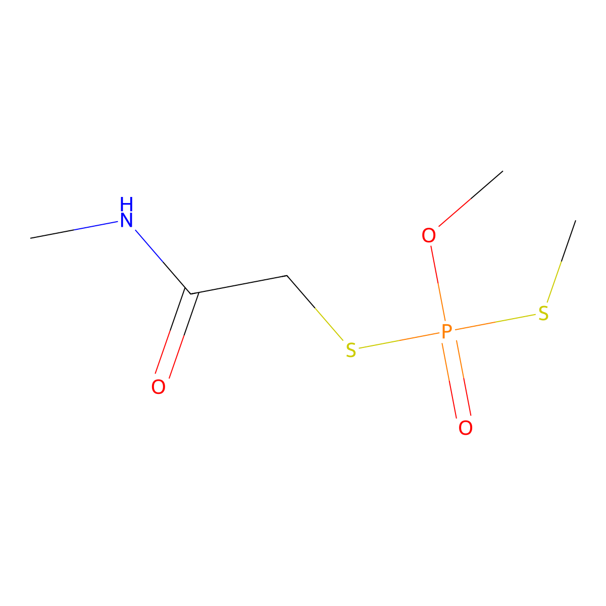 Phosphorodithioic acid, O,S-dimethyl ester, S-ester with 2-mercapto-N-methylacetamide molecular structure, CAS 3344-11-4