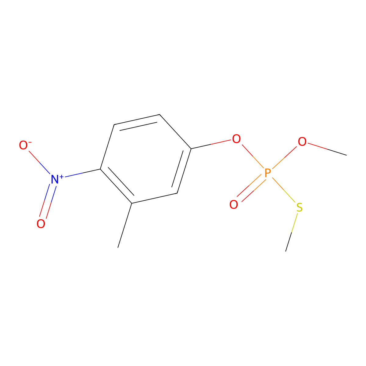 O,S-Dimethyl O-(3-methyl-4-nitrophenyl) phosphorothioate molecular structure, CAS 3344-14-7