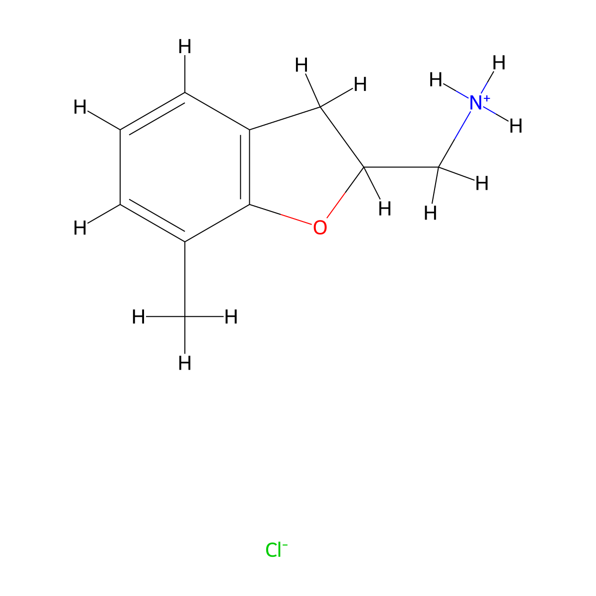 1-(7-Methyl-2,3-dihydro-1-benzofuran-2-yl)methanamine--hydrogen chloride (1/1) molecular structure, CAS 33444-36-9
