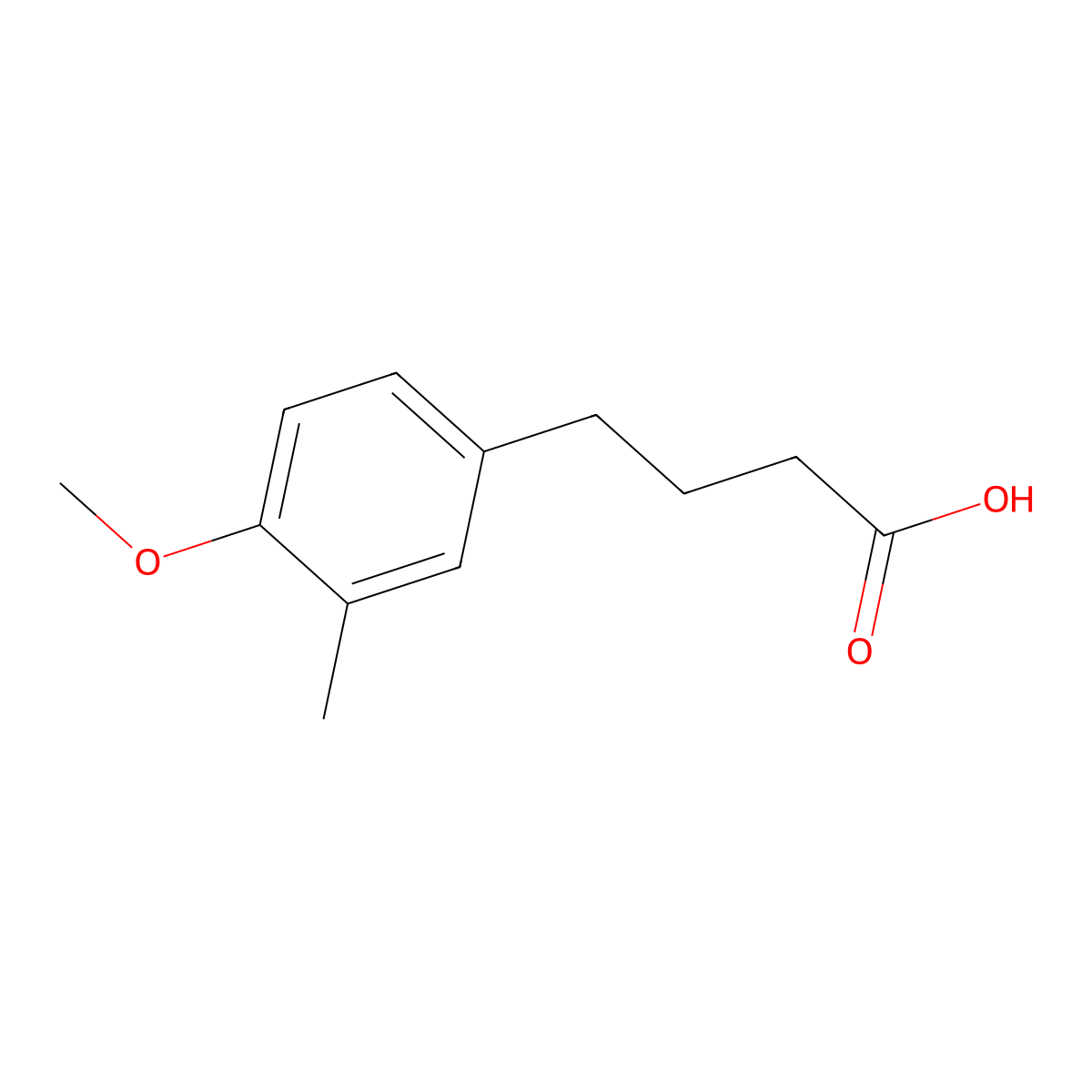 4-Methoxy-3-methylbenzenebutanoic acid molecular structure, CAS 33446-15-0