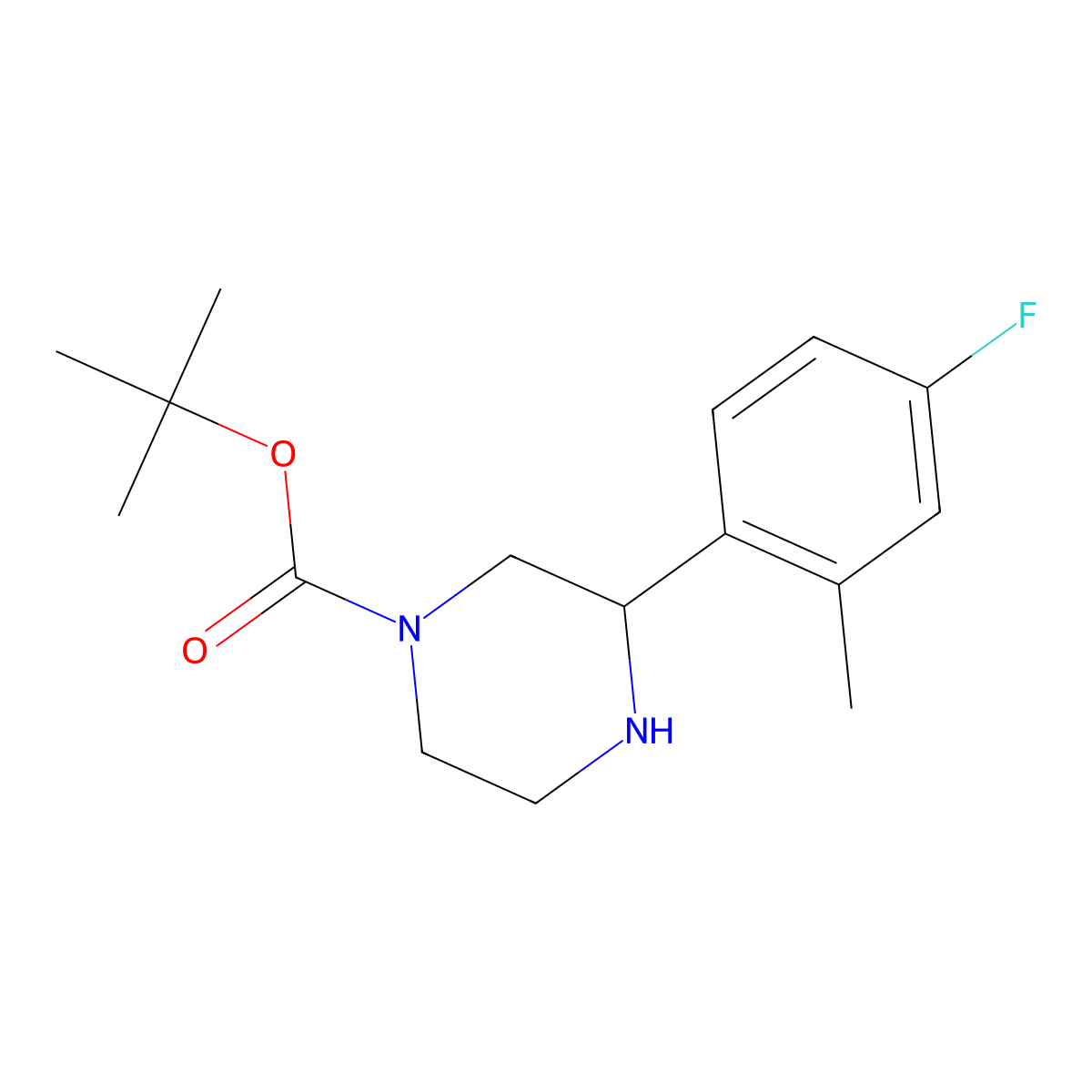 tert-Butyl 3-(4-fluoro-2-methylphenyl)piperazine-1-carboxylate molecular structure, CAS 334477-42-8