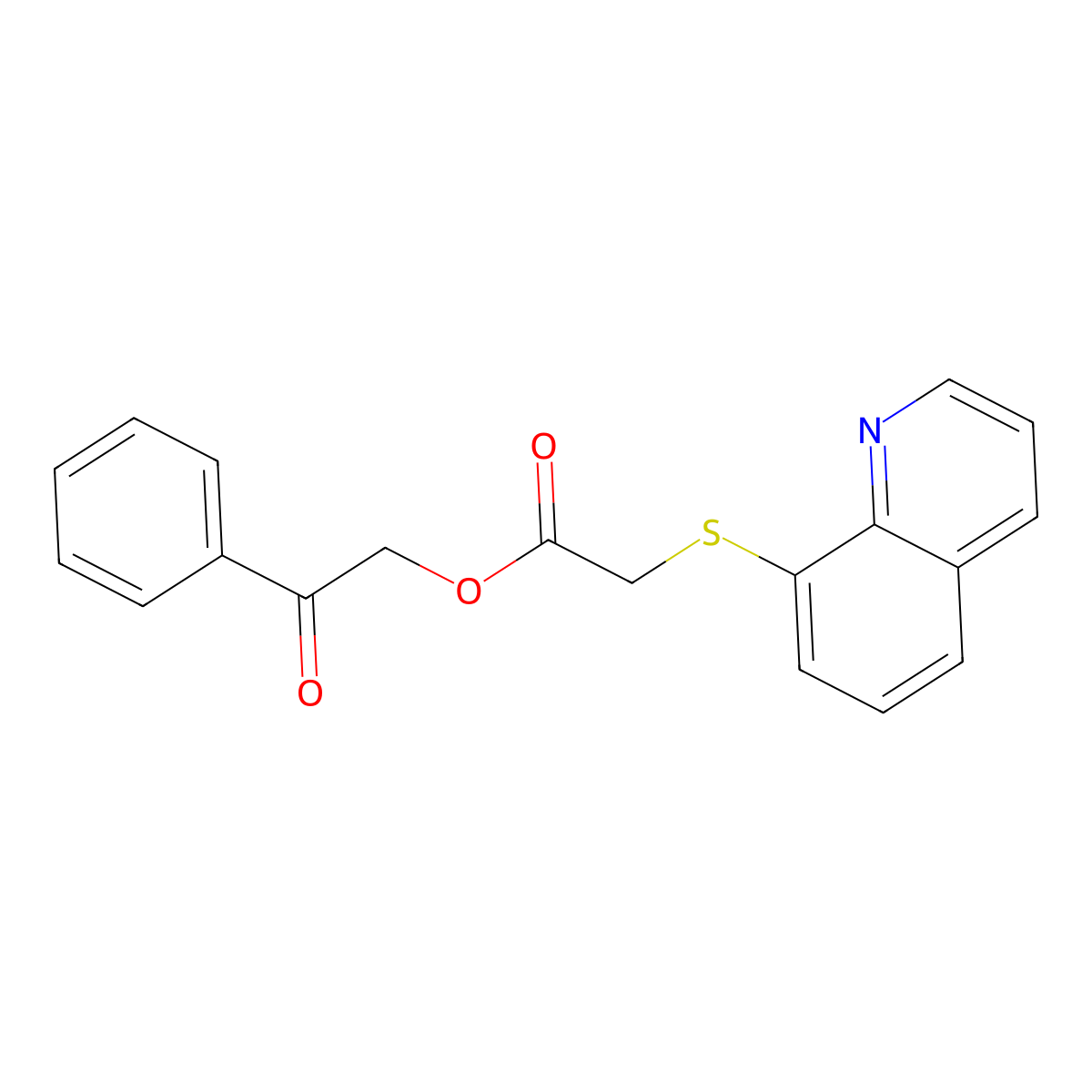 Phenacyl 2-quinolin-8-ylsulfanylacetate molecular structure, CAS 334496-41-2