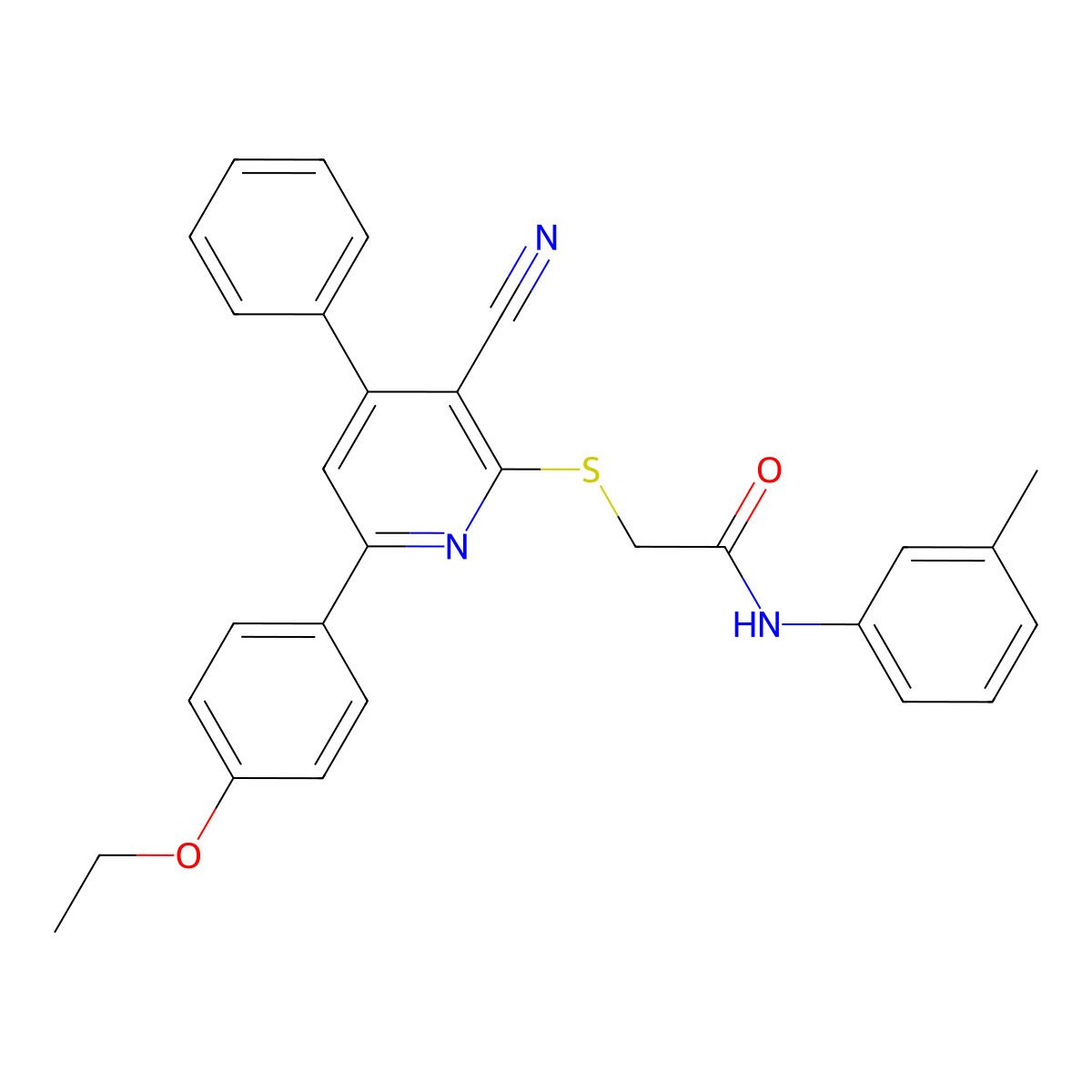 2-((3-Cyano-6-(4-ethoxyphenyl)-4-phenylpyridin-2-yl)thio)-N-(m-tolyl)acetamide molecular structure, CAS 334497-75-5