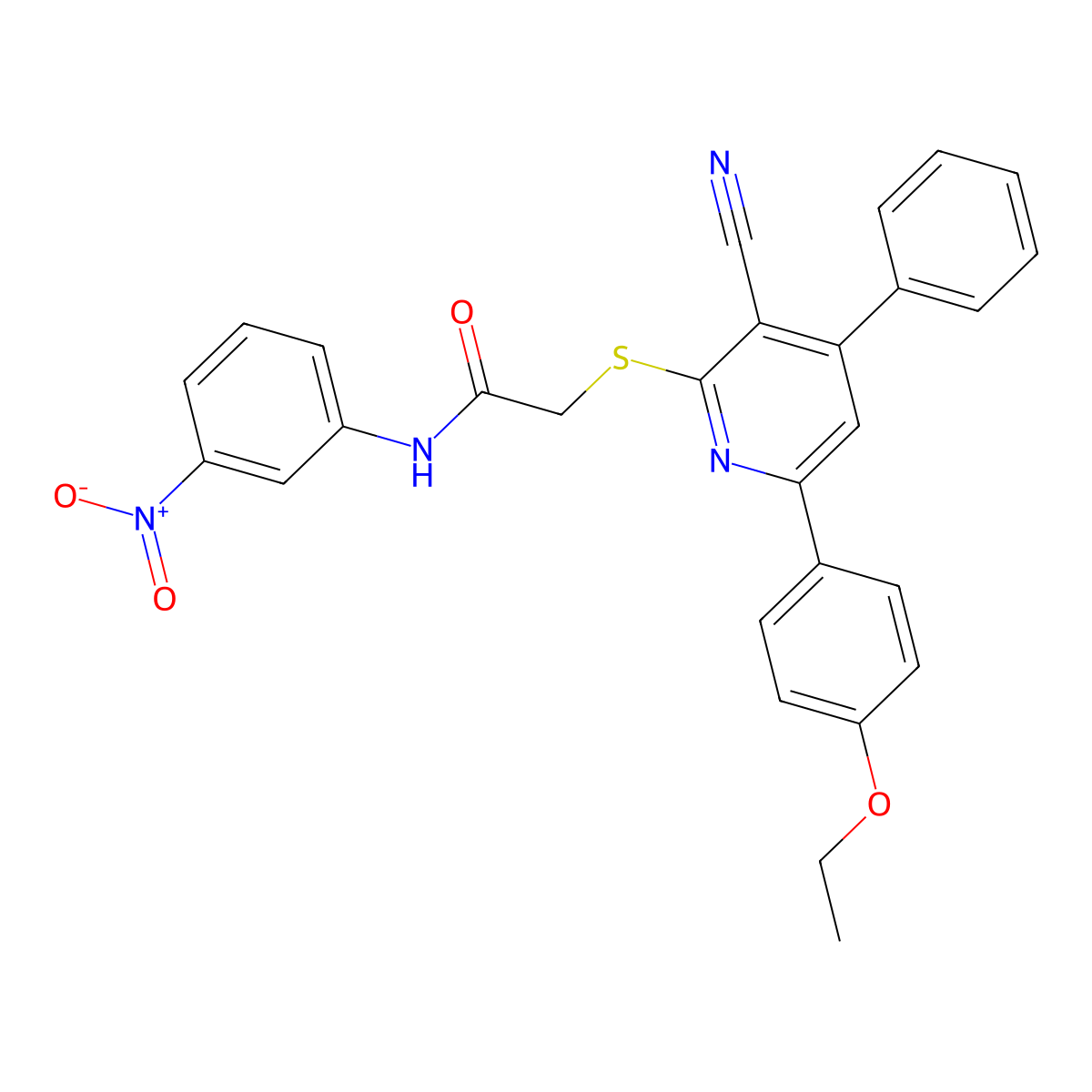 2-((3-Cyano-6-(4-ethoxyphenyl)-4-phenylpyridin-2-yl)thio)-N-(3-nitrophenyl)acetamide molecular structure, CAS 334497-78-8
