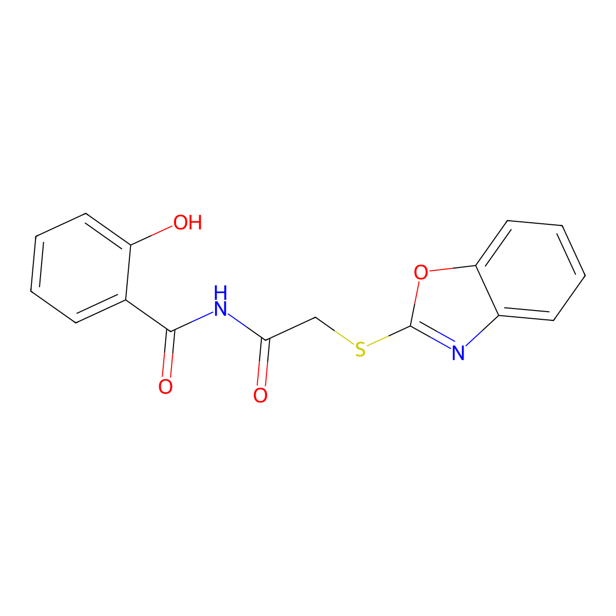 N-[2-(1,3-benzoxazol-2-ylsulfanyl)acetyl]-2-hydroxybenzamide molecular structure, CAS 334498-08-7