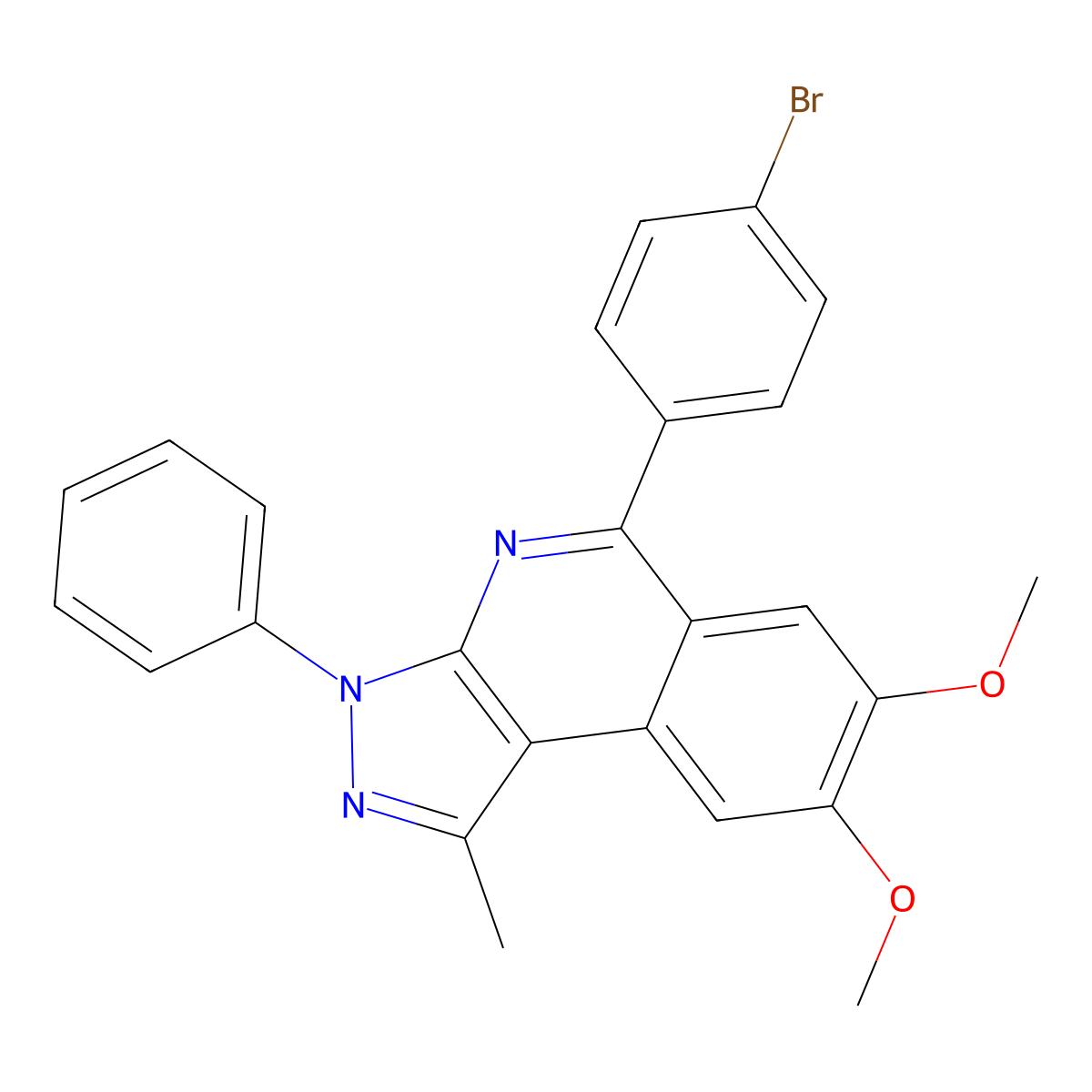5-(4-Bromophenyl)-7,8-dimethoxy-1-methyl-3-phenylpyrazolo[3,4-c]isoquinoline molecular structure, CAS 334498-79-2