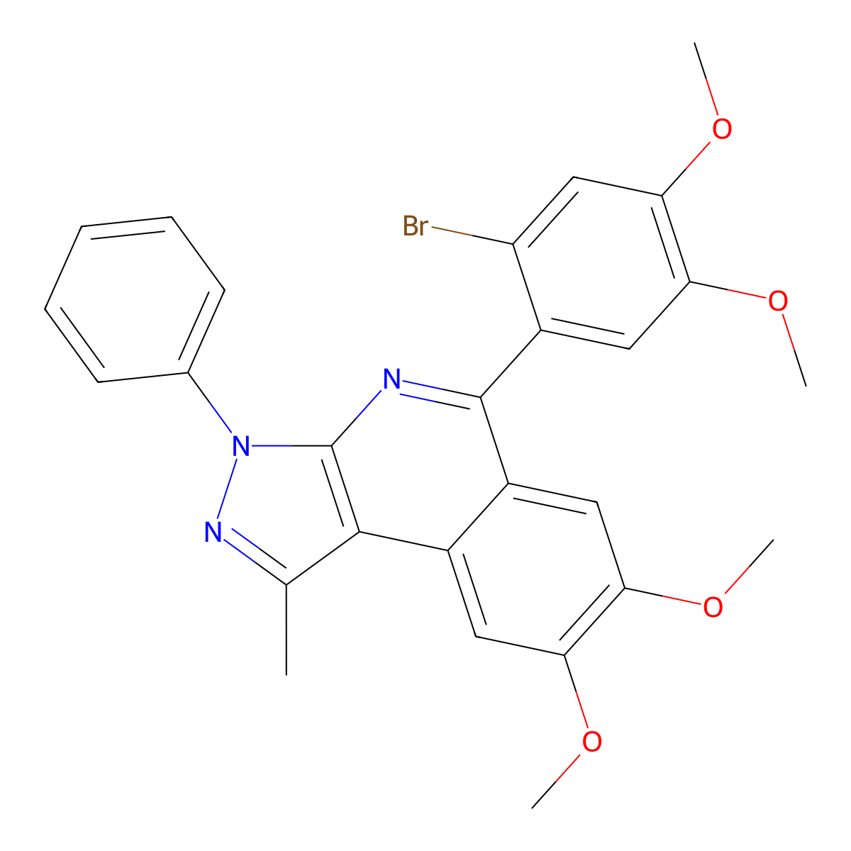 5-(2-Bromo-4,5-dimethoxyphenyl)-7,8-dimethoxy-1-methyl-3-phenylpyrazolo[3,4-c]isoquinoline molecular structure, CAS 334498-80-5