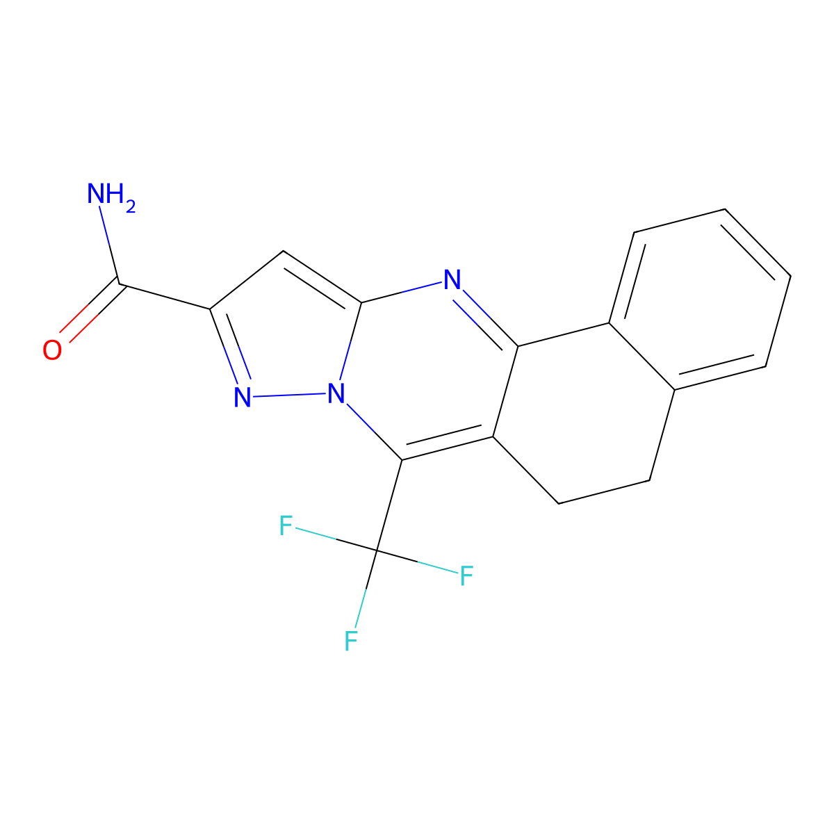 7-(Trifluoromethyl)-5,6-dihydrobenzo[h]pyrazolo[5,1-b]quinazoline-10-carboxamide molecular structure, CAS 334499-07-9